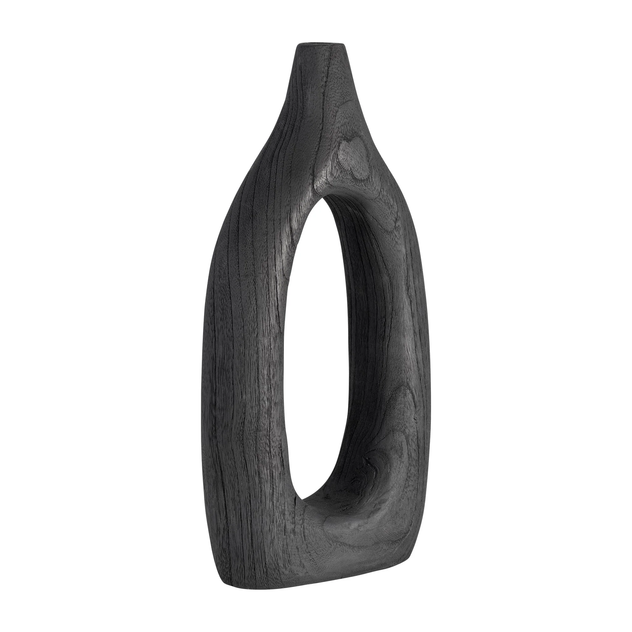 Wood, 14"h Cut-out Vase, Black - Image 3
