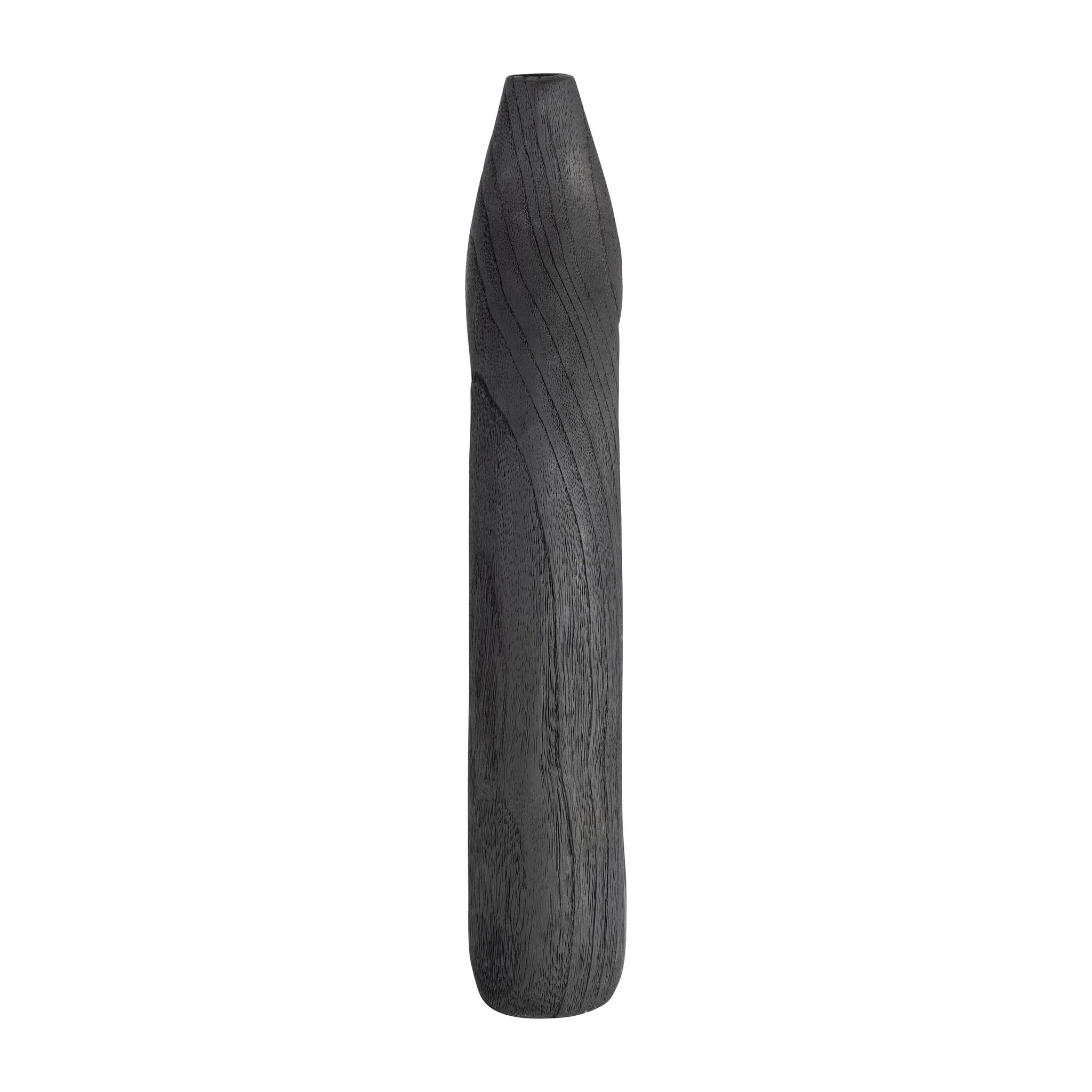 Wood, 14"h Cut-out Vase, Black - Image 4