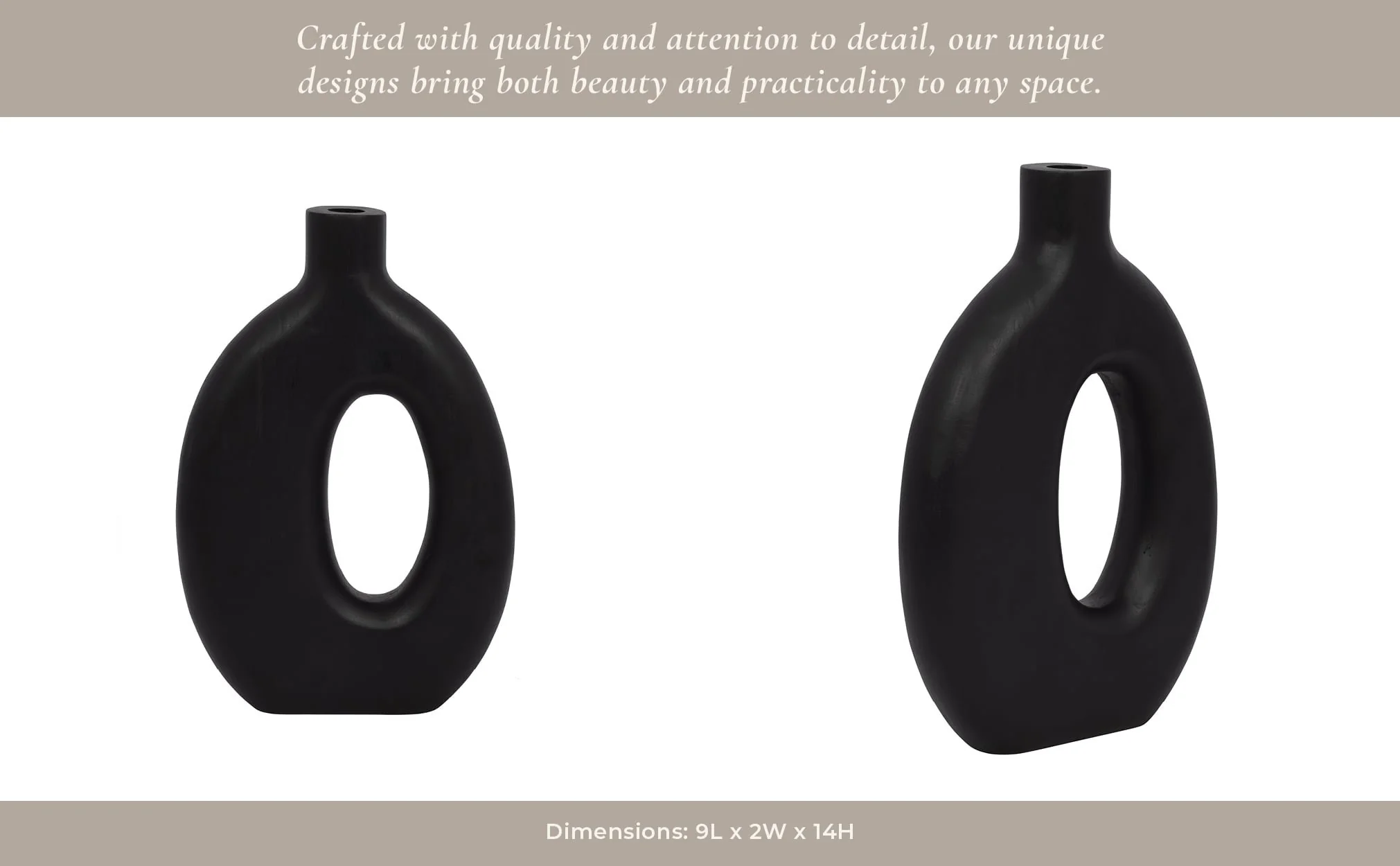 Wood, 14"h Cut-out Vase, Black - Image 11