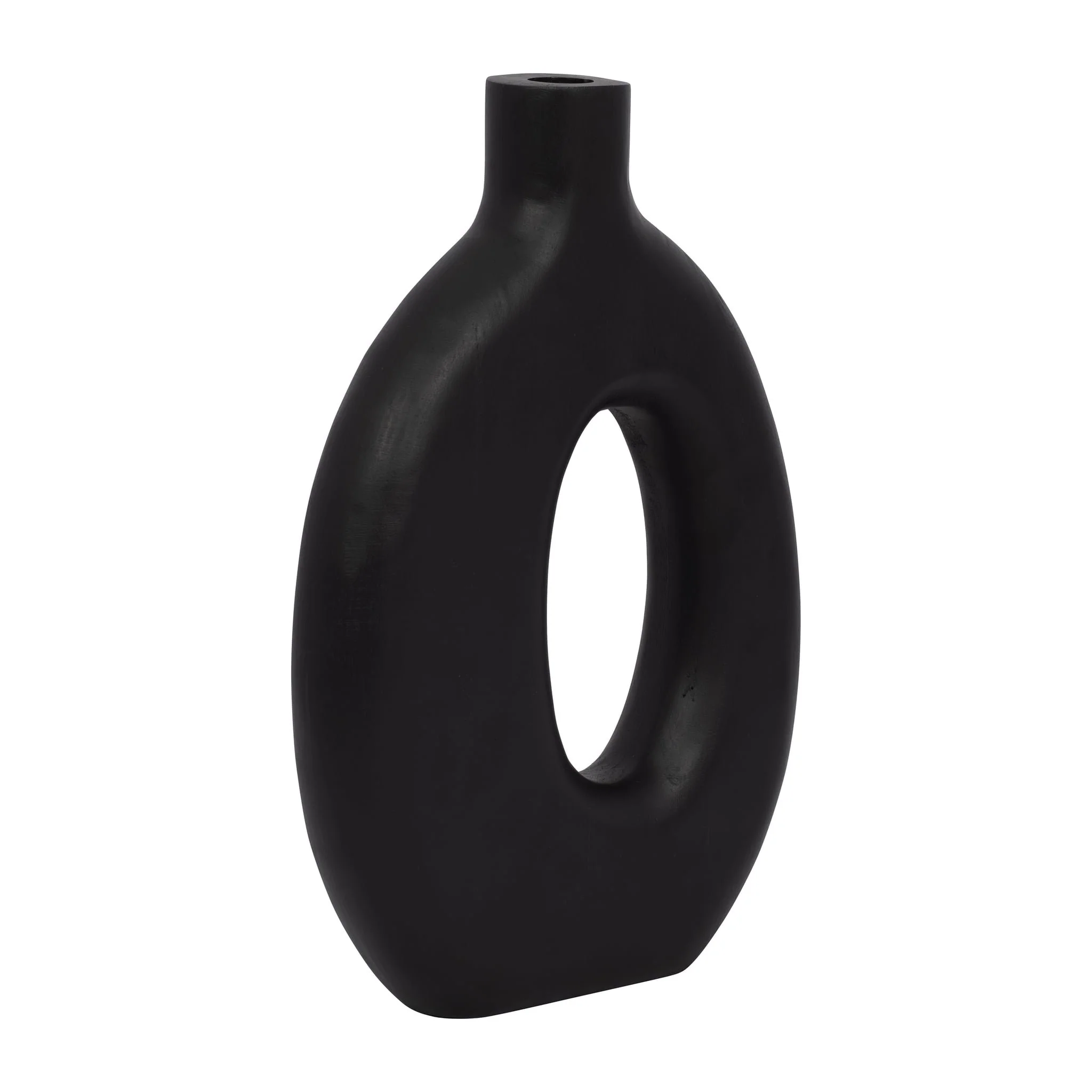 Wood, 14"h Cut-out Vase, Black - Image 2