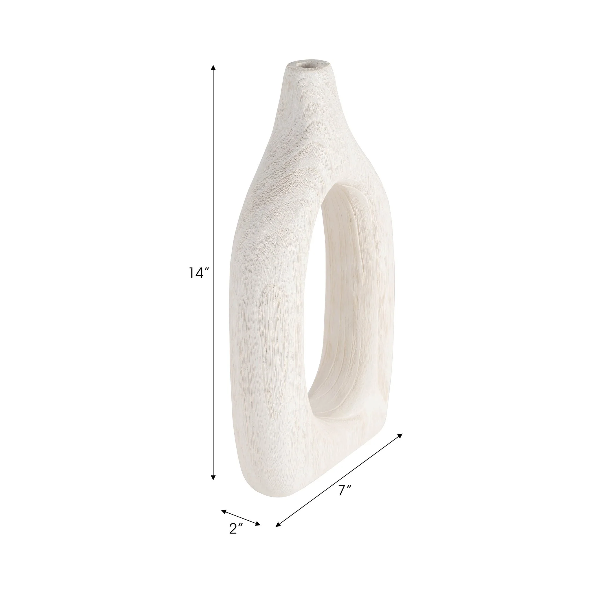 Wood, 14"h Cut-out Vase, White - Image 8