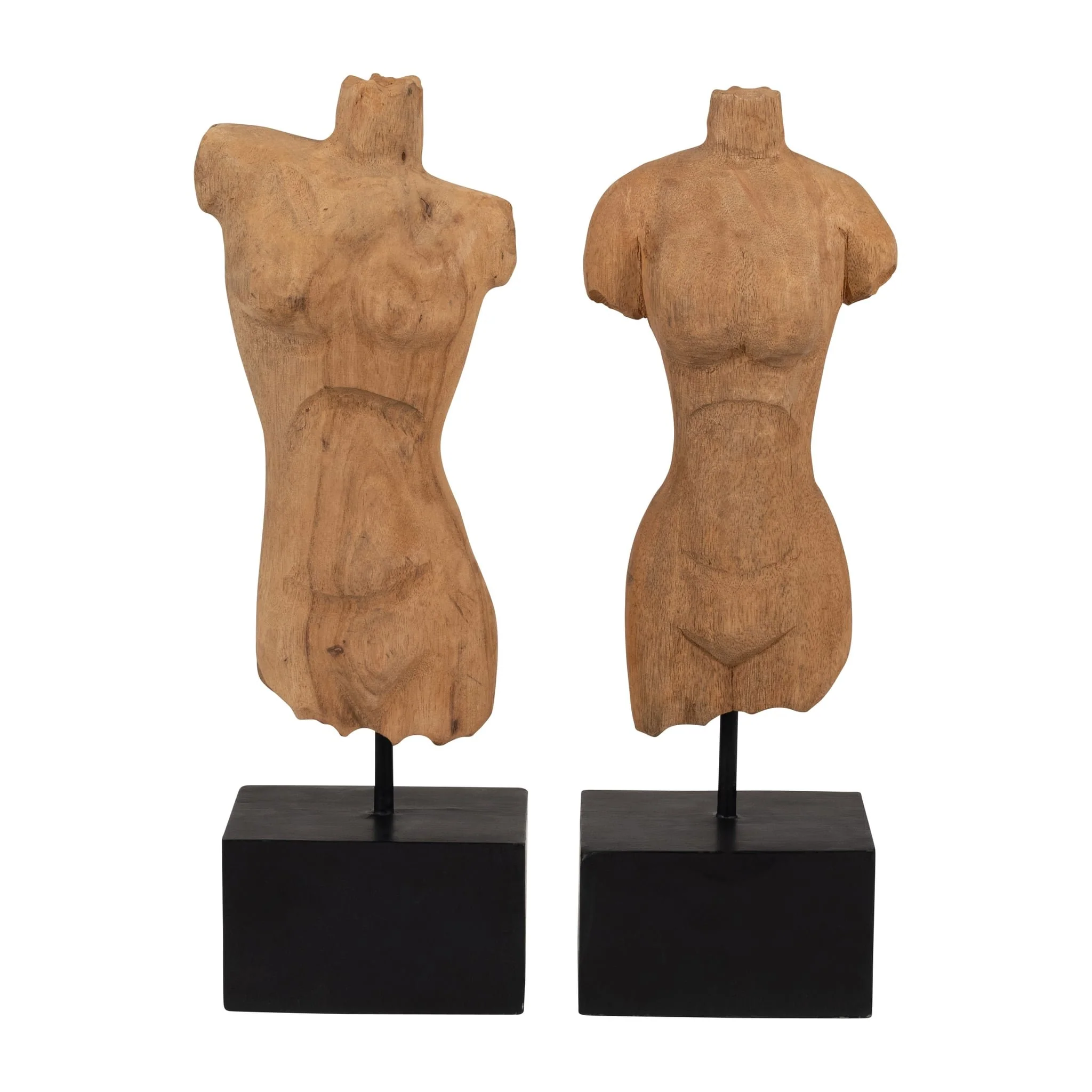 Wood, 15" Male Bust, Brown - Image 8