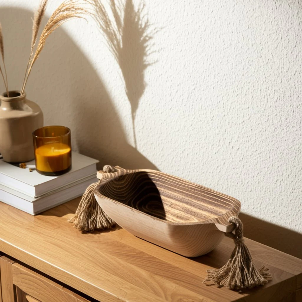 Wood, 15" Tray W/ Tassels, Natural - Image 10
