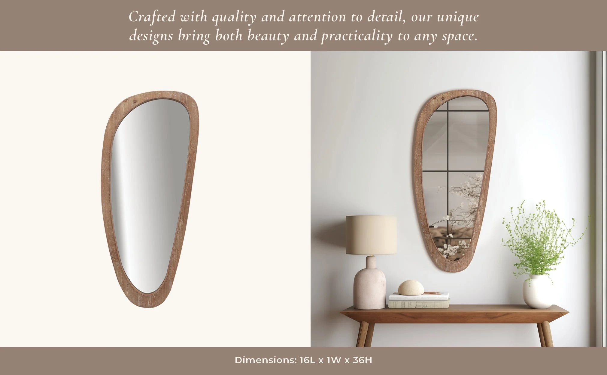 Wood, 15x36 Egg Shaped Mirror, Brown Wb - Image 6