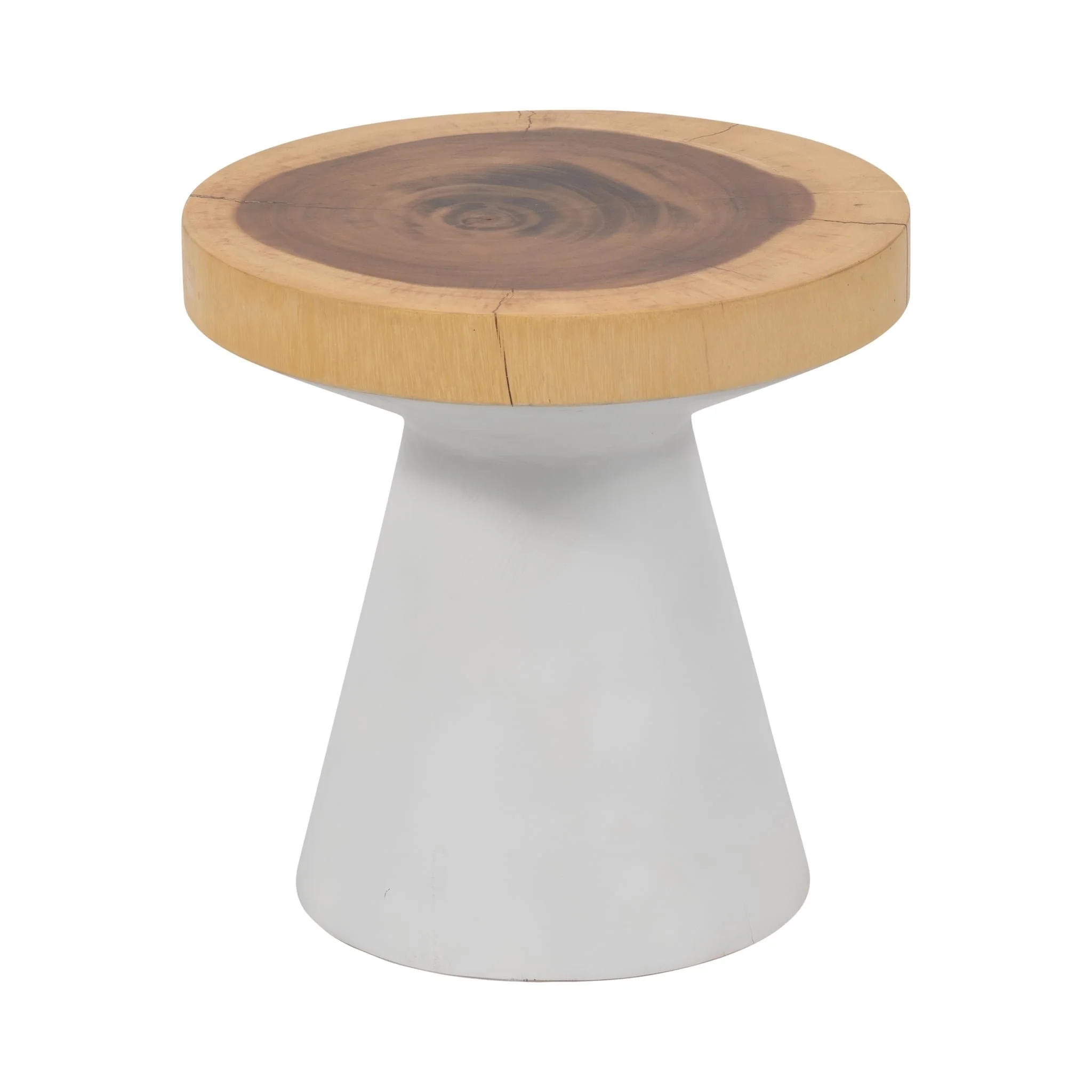 Wood, 16" Accent Table With White Base, Natural/wh - Image 2