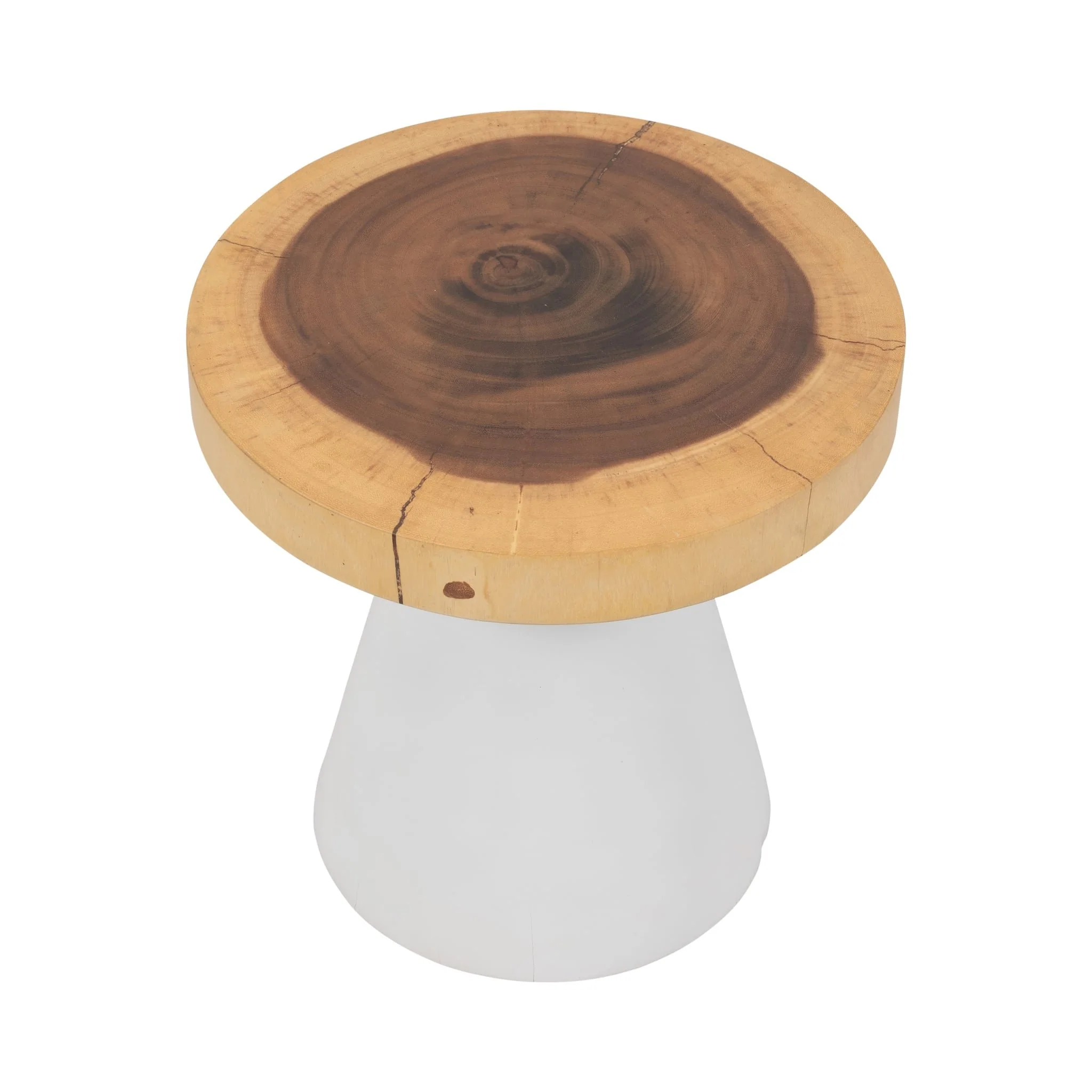 Wood, 16" Accent Table With White Base, Natural/wh - Image 3
