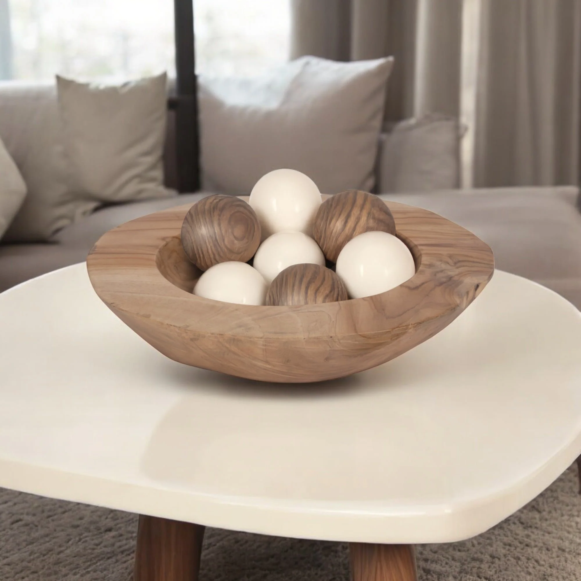 Wood, 16" Teak Organic Bowl, Natural - Image 10