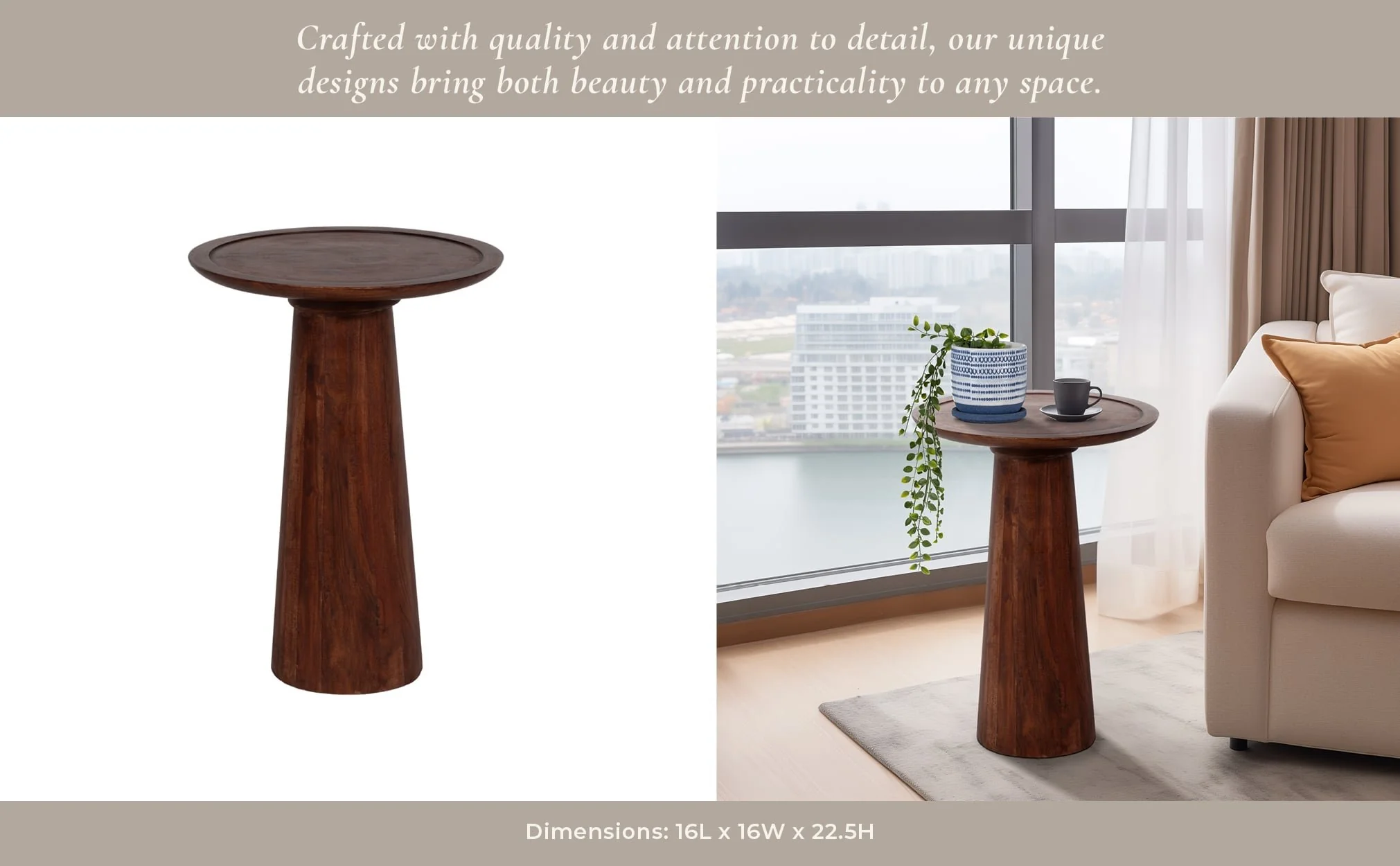 Wood,16"dx23"h Pillar Shaped Side Tble,lt Brown Kd - Image 12