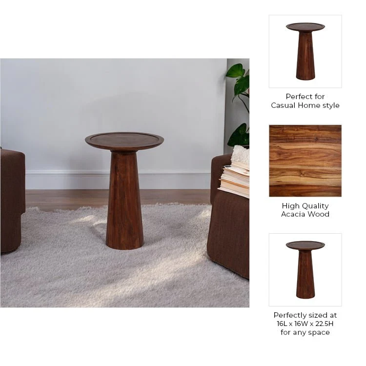 Wood,16"dx23"h Pillar Shaped Side Tble,lt Brown Kd - Image 7