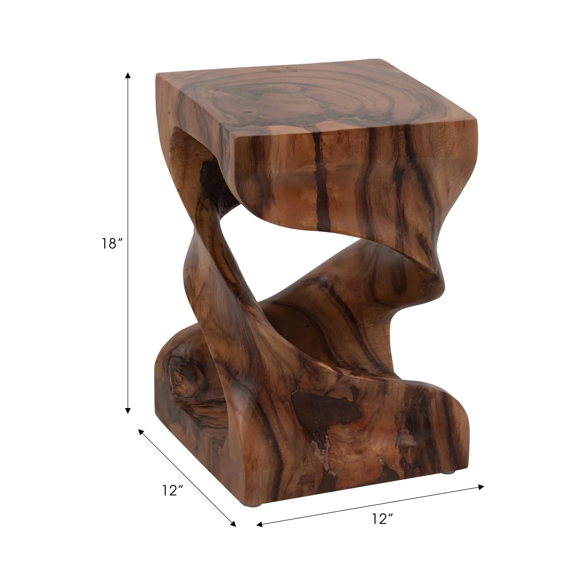 Wood, 18" Twisted Accent Table, Natural - Image 7