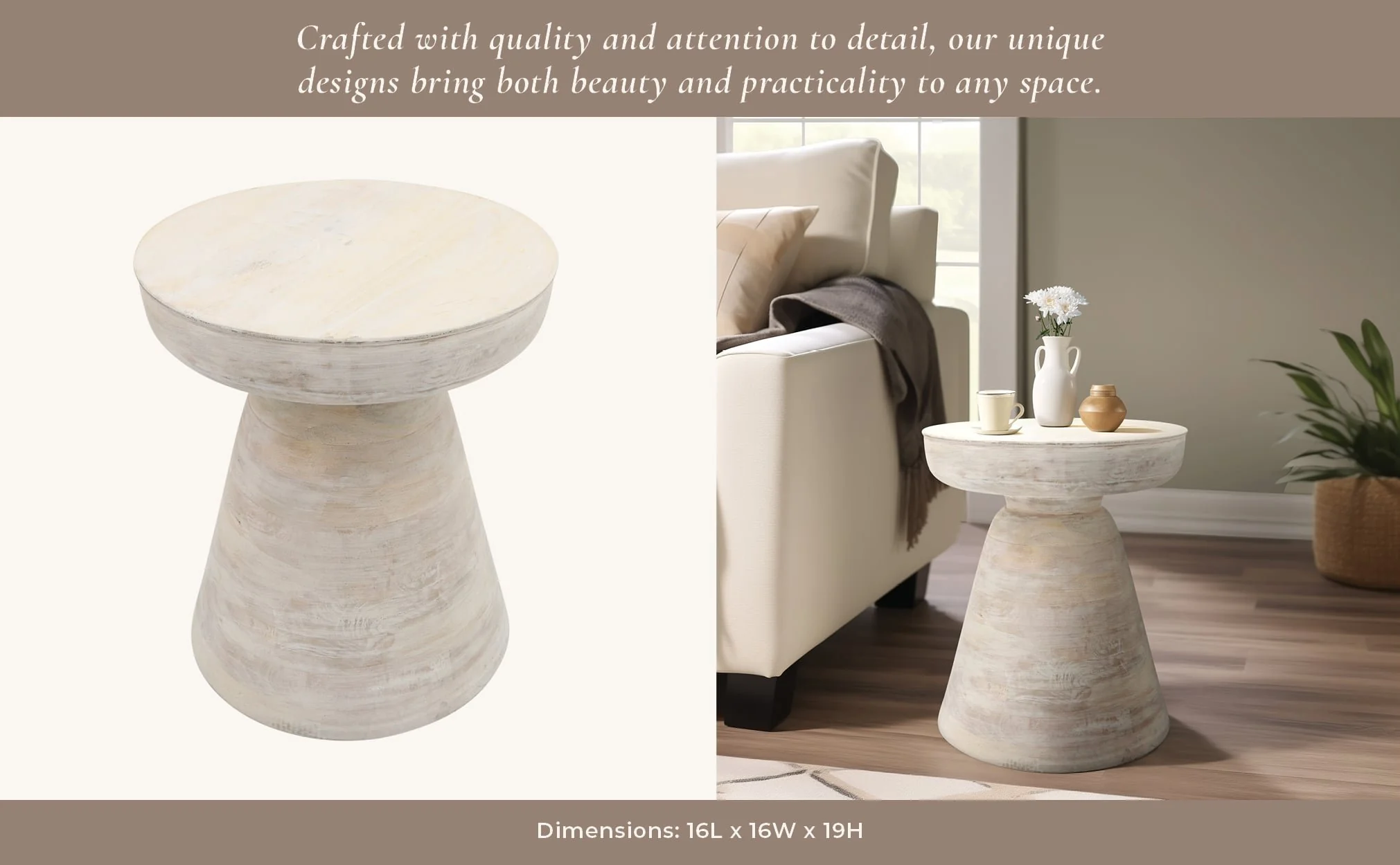 Wood, 19" Side Table, White - Image 9