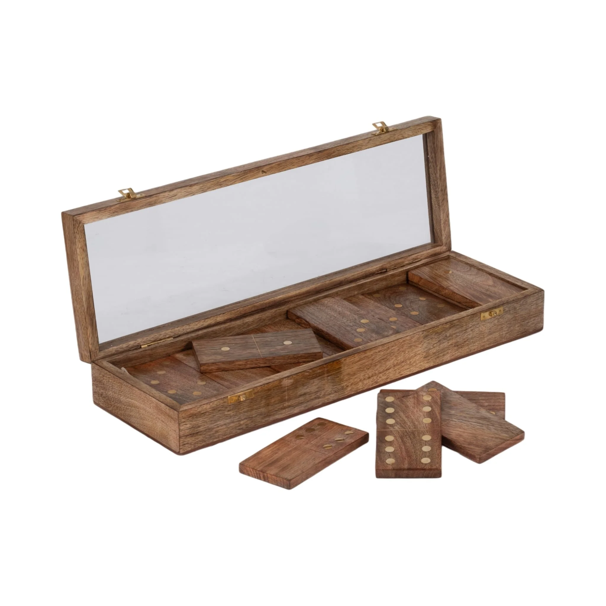 Wood, 19x6 Dominoes Box, Brown - Image 2