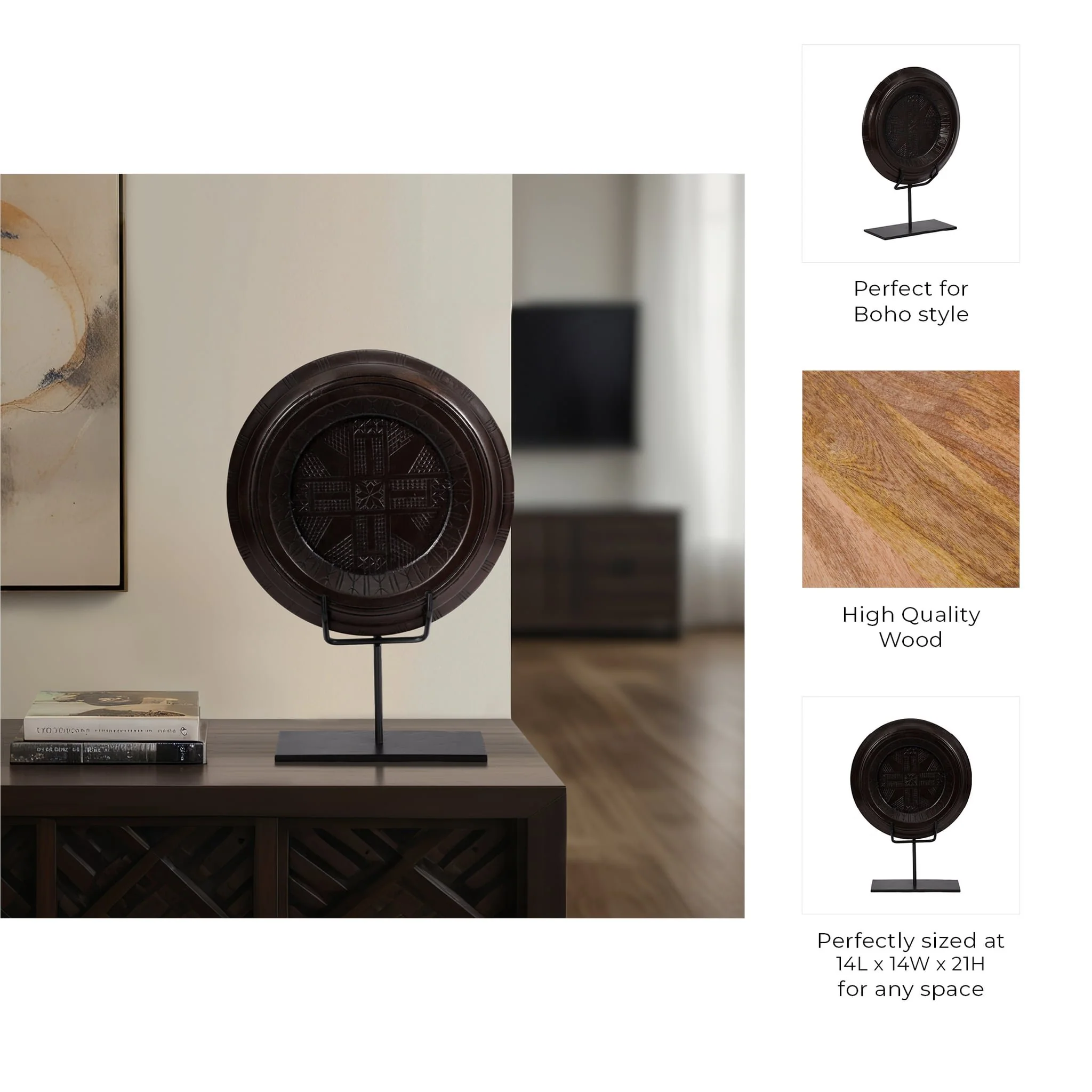 Wood, 21" Aztec Table Accent, Brown - Image 10