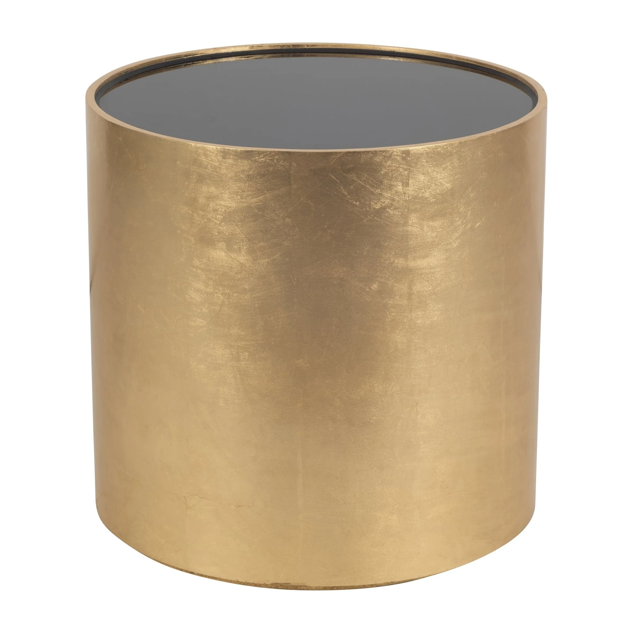 Wood, 24" Gold, Black Glass Side Table - Image 2