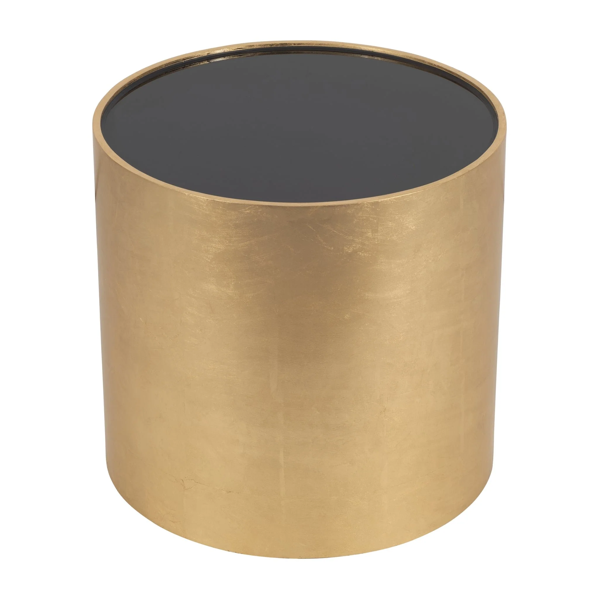 Wood, 24" Gold, Black Glass Side Table - Image 3