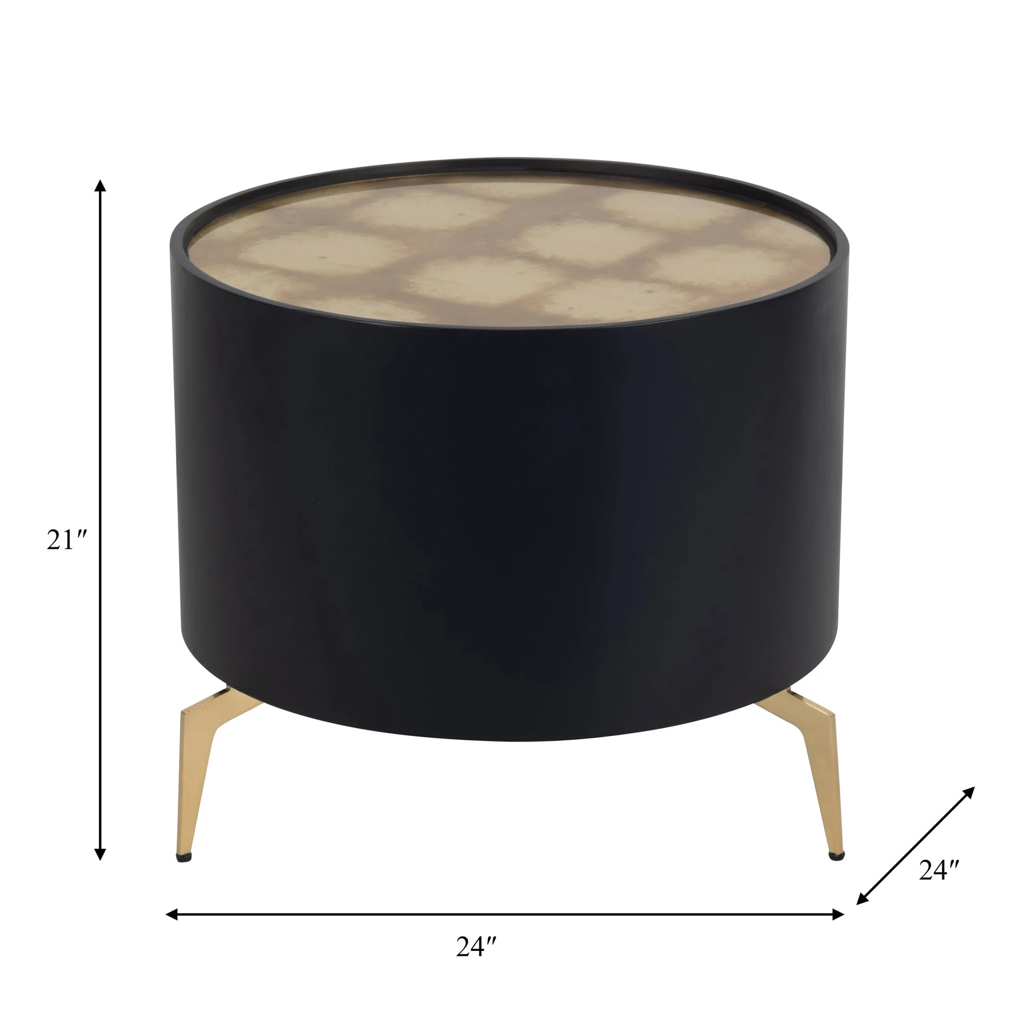 Wood,24" Gold Leaf Top Side Table, Blk/gld - Image 7