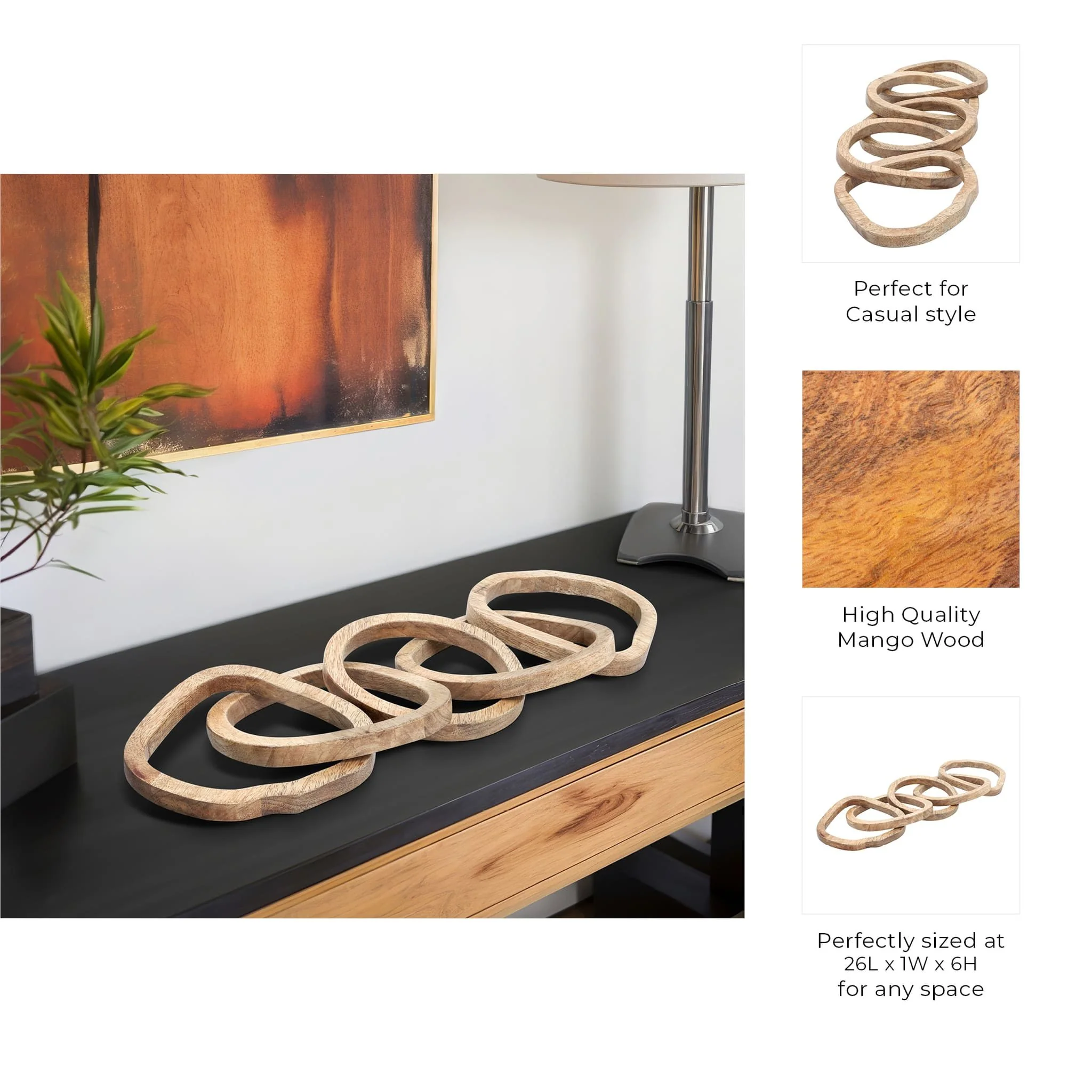 Wood, 26" 5-link Chains, Brown - Image 9