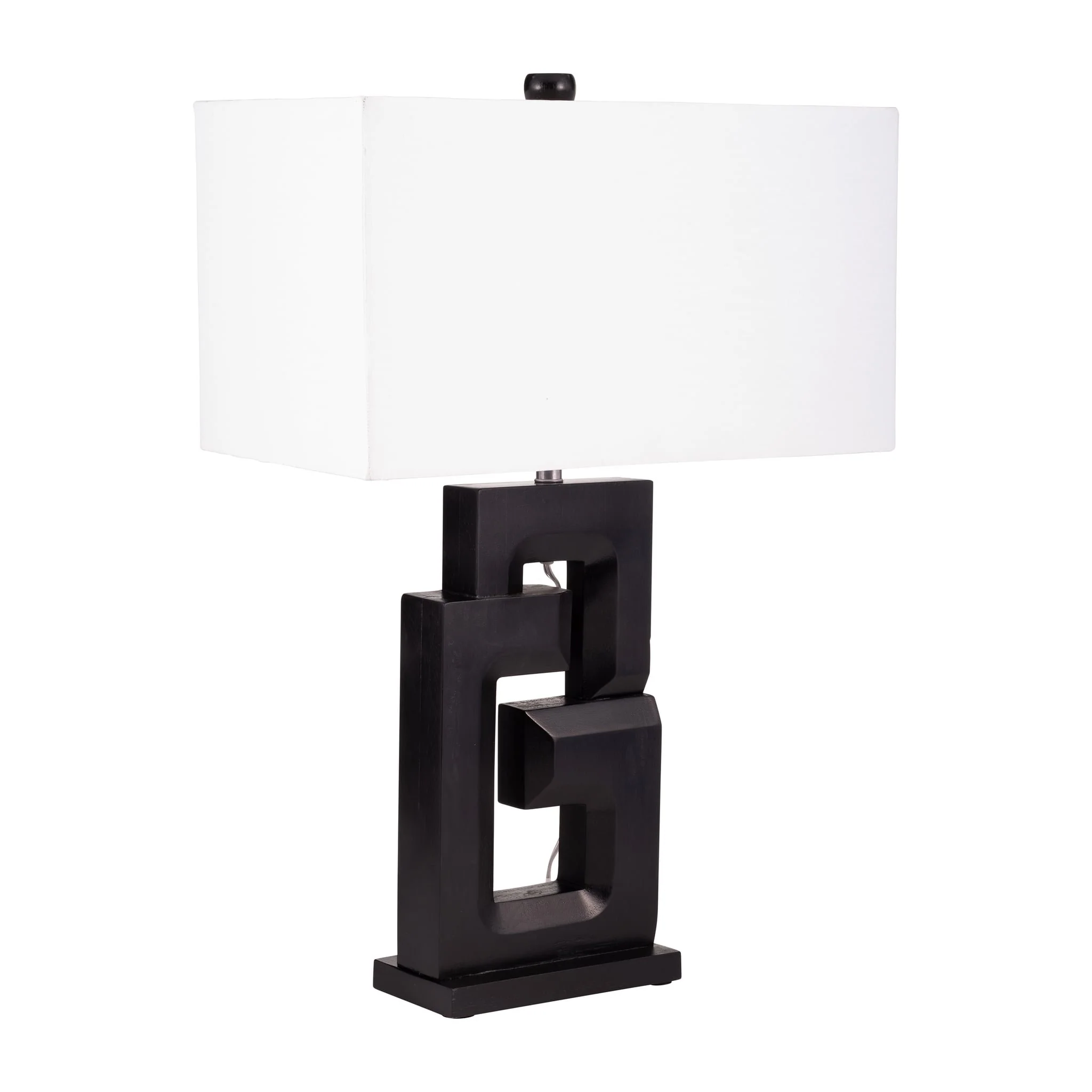 Wood, 27"h Geometric Lamp, Black - Image 2