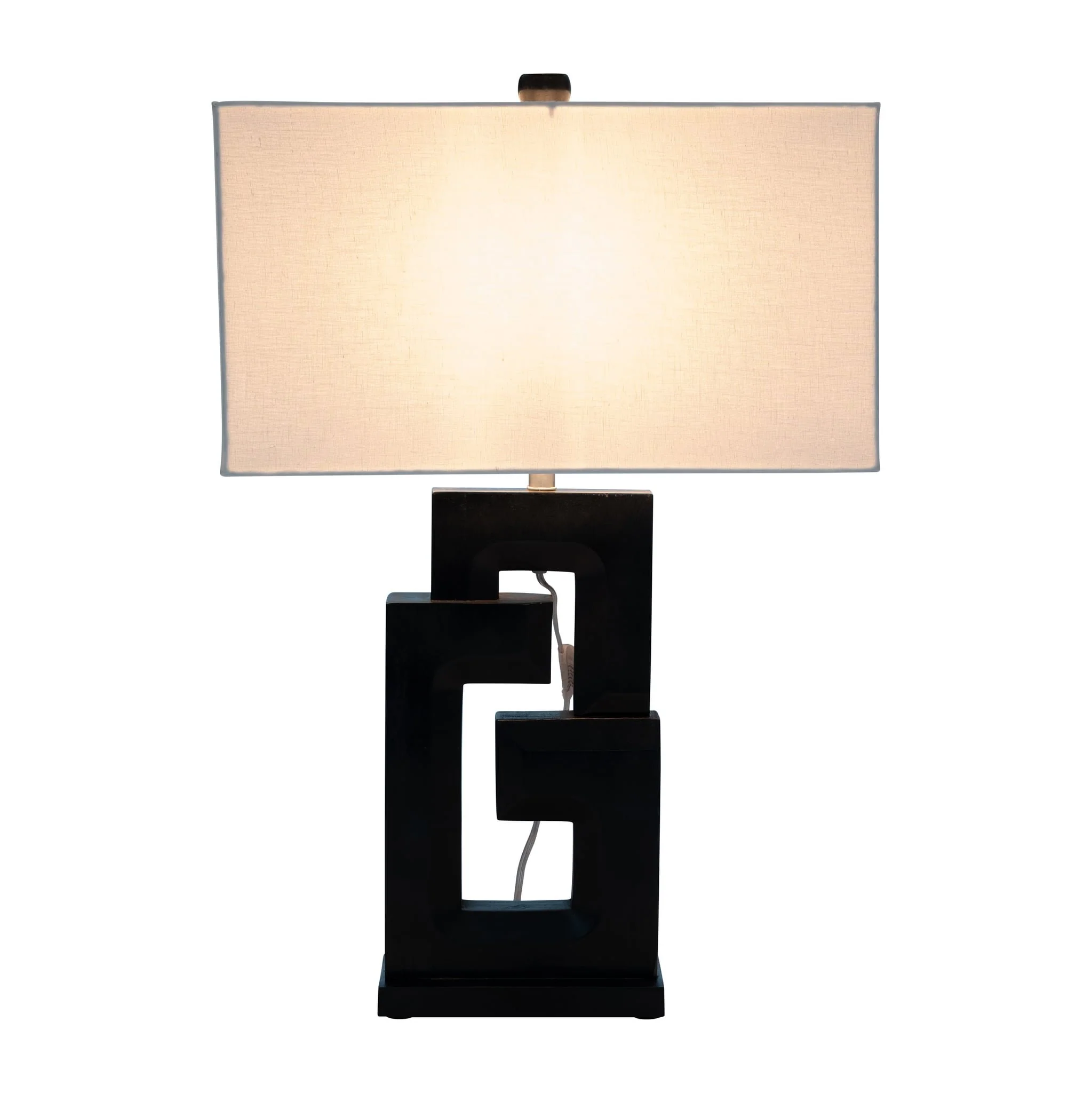 Wood, 27"h Geometric Lamp, Black - Image 4
