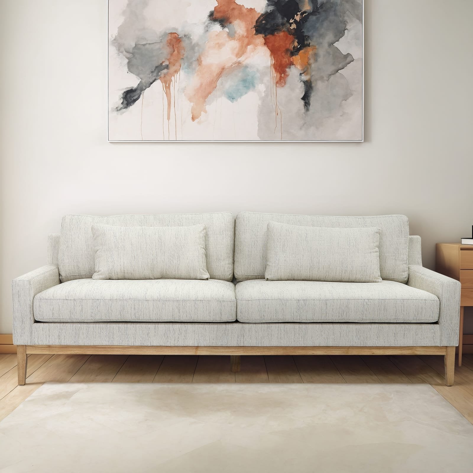 Wood, 3-seater  Bolstered Sofa, Beige Kd - Image 6