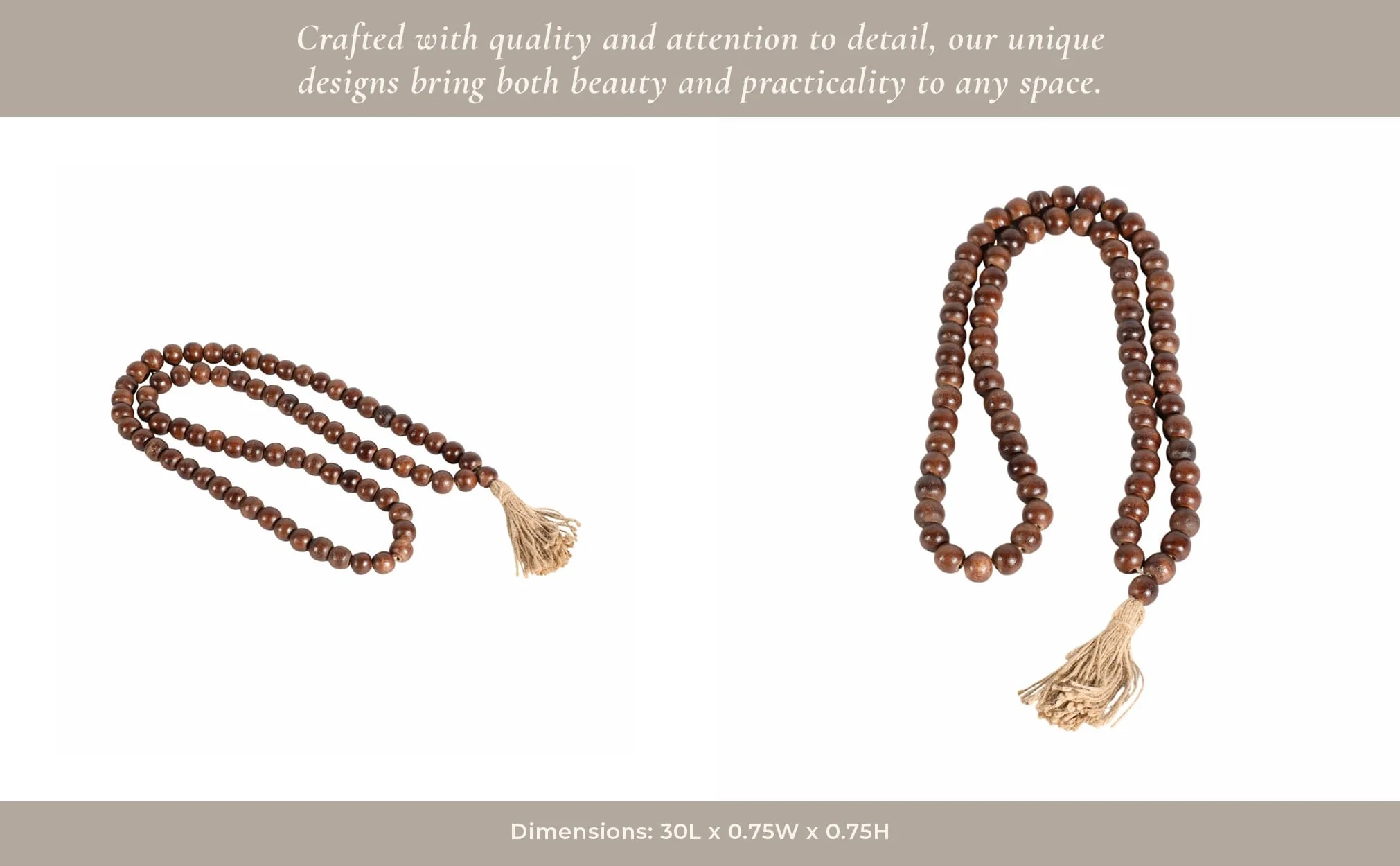 Wood, 30x.75 Double Bead Garland, Dark Brown - Image 12