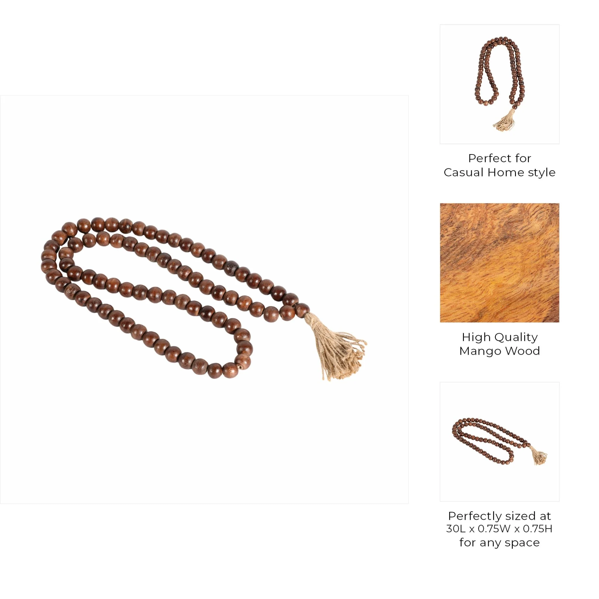 Wood, 30x.75 Double Bead Garland, Dark Brown - Image 8