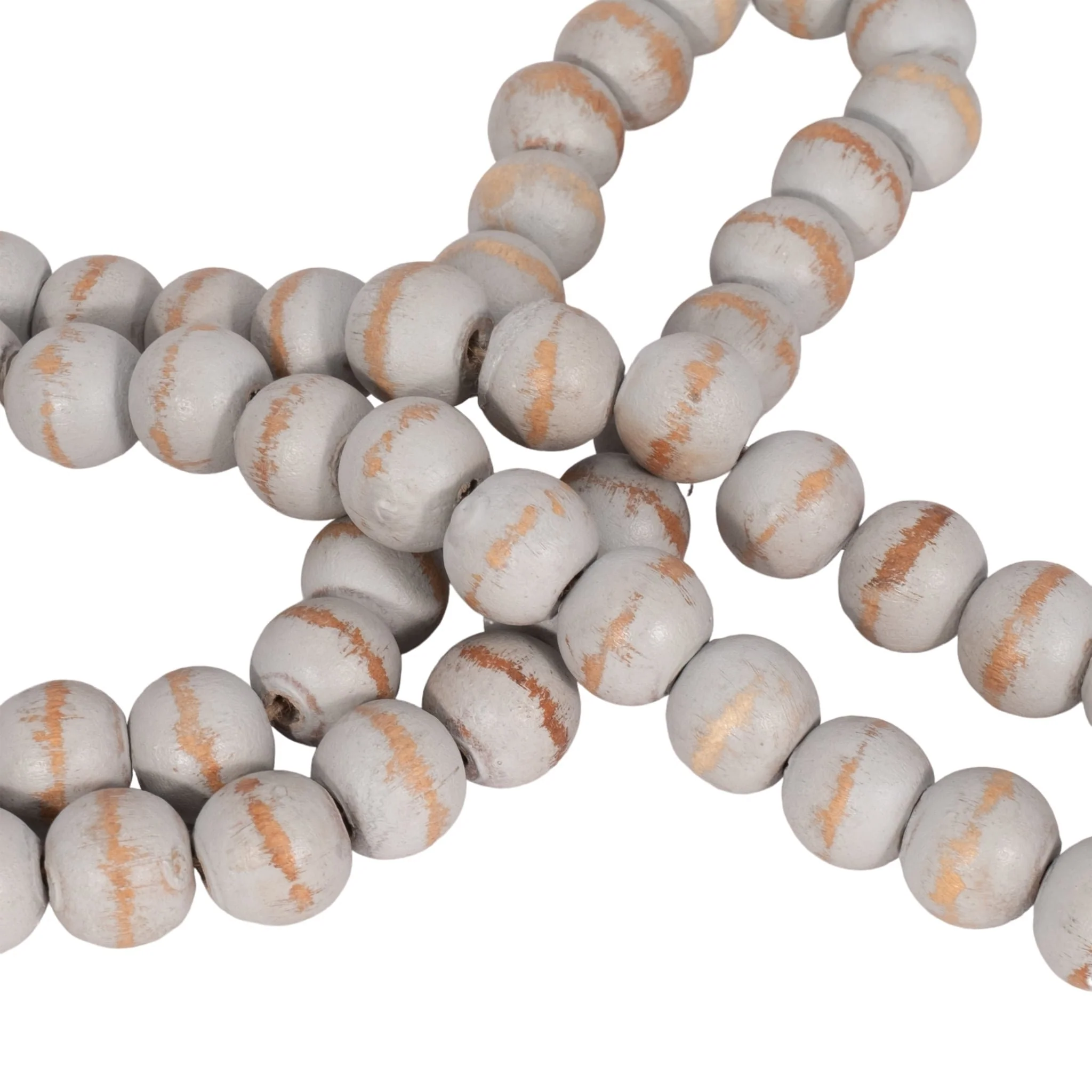 Wood, 30"x1" Double Bead Garland, Antique Gray - Image 4