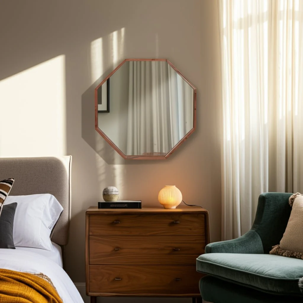Wood,30x30, Octagon Shaped Mirror,cherry - Image 11