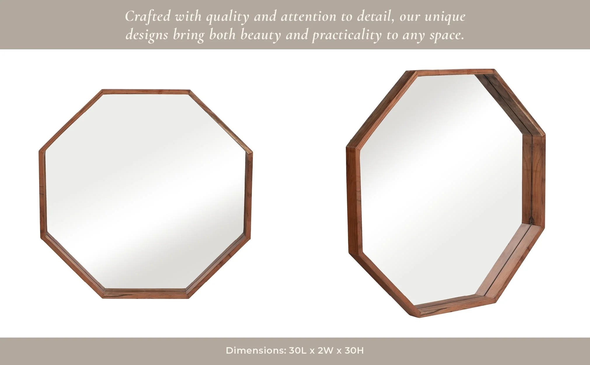 Wood,30x30, Octagon Shaped Mirror,cherry - Image 12