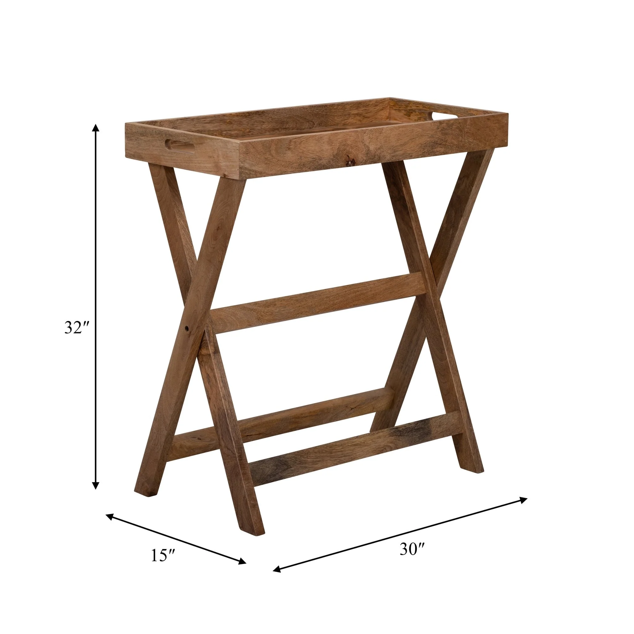 Wood, 30x32" Butler Tray W/ Stand, Brown Kd - Image 7