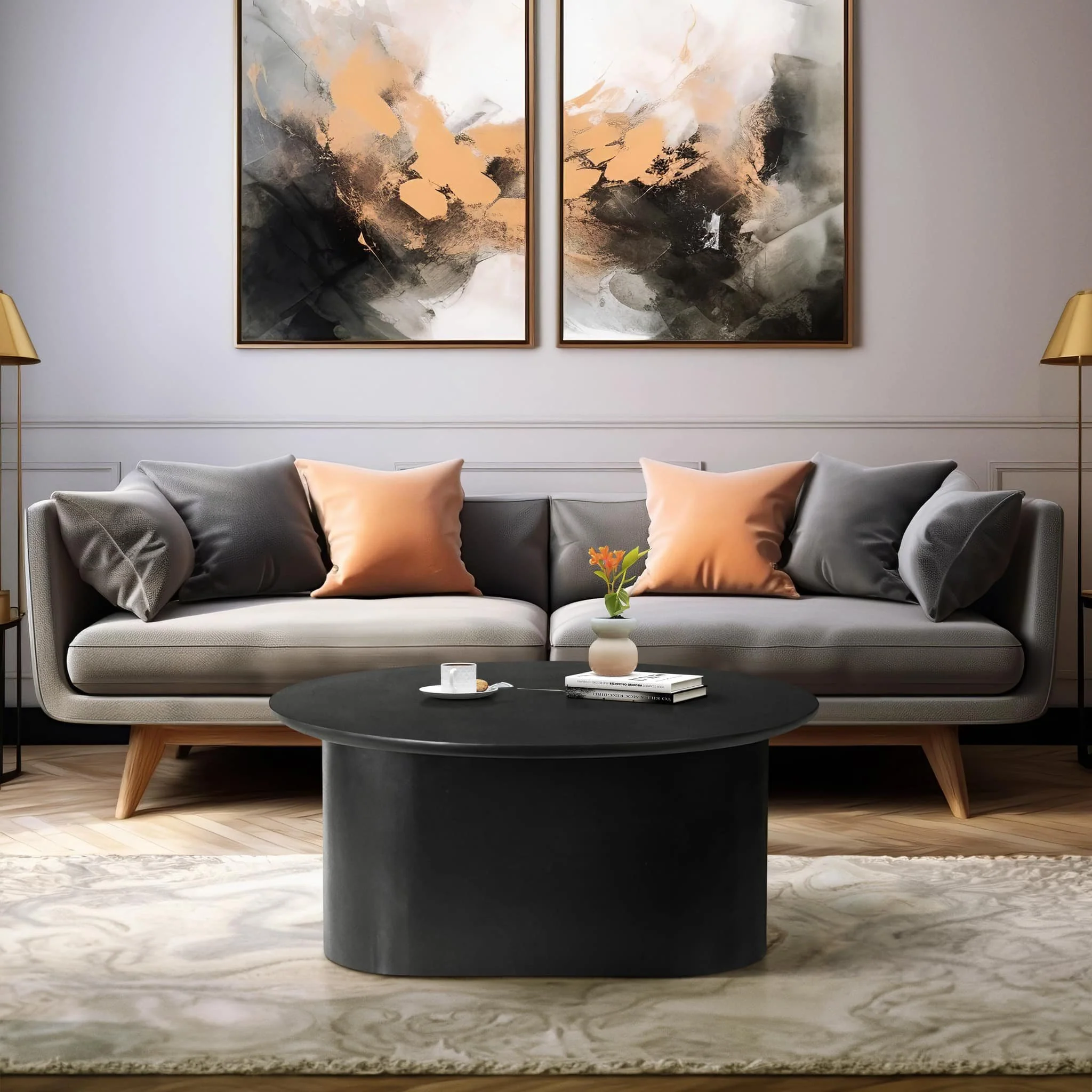 Wood, 32" Minimalist Coffee Table, Black - Image 9