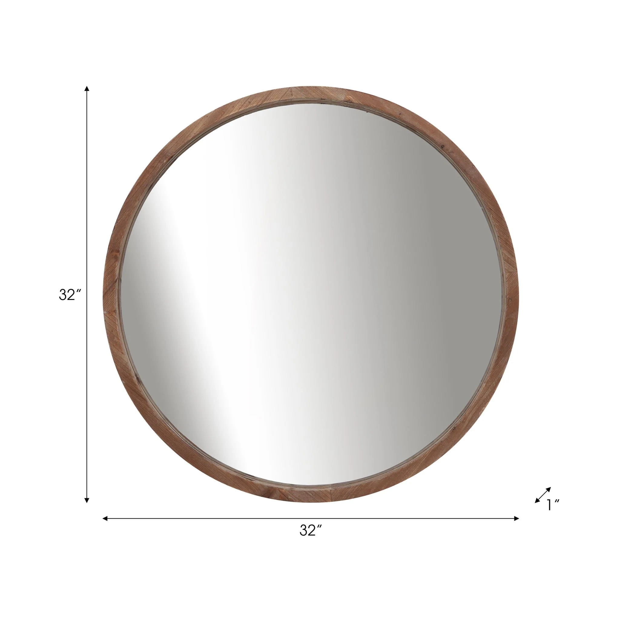 Wood, 32" Round Mirror, Brown Wb - Image 3