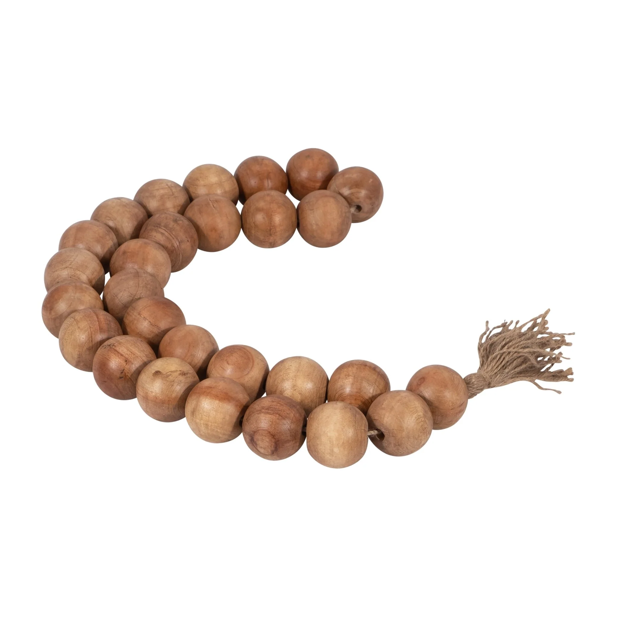 Wood,32"l, 2"dble Beaded Garland W/tassel,natural - Image 2