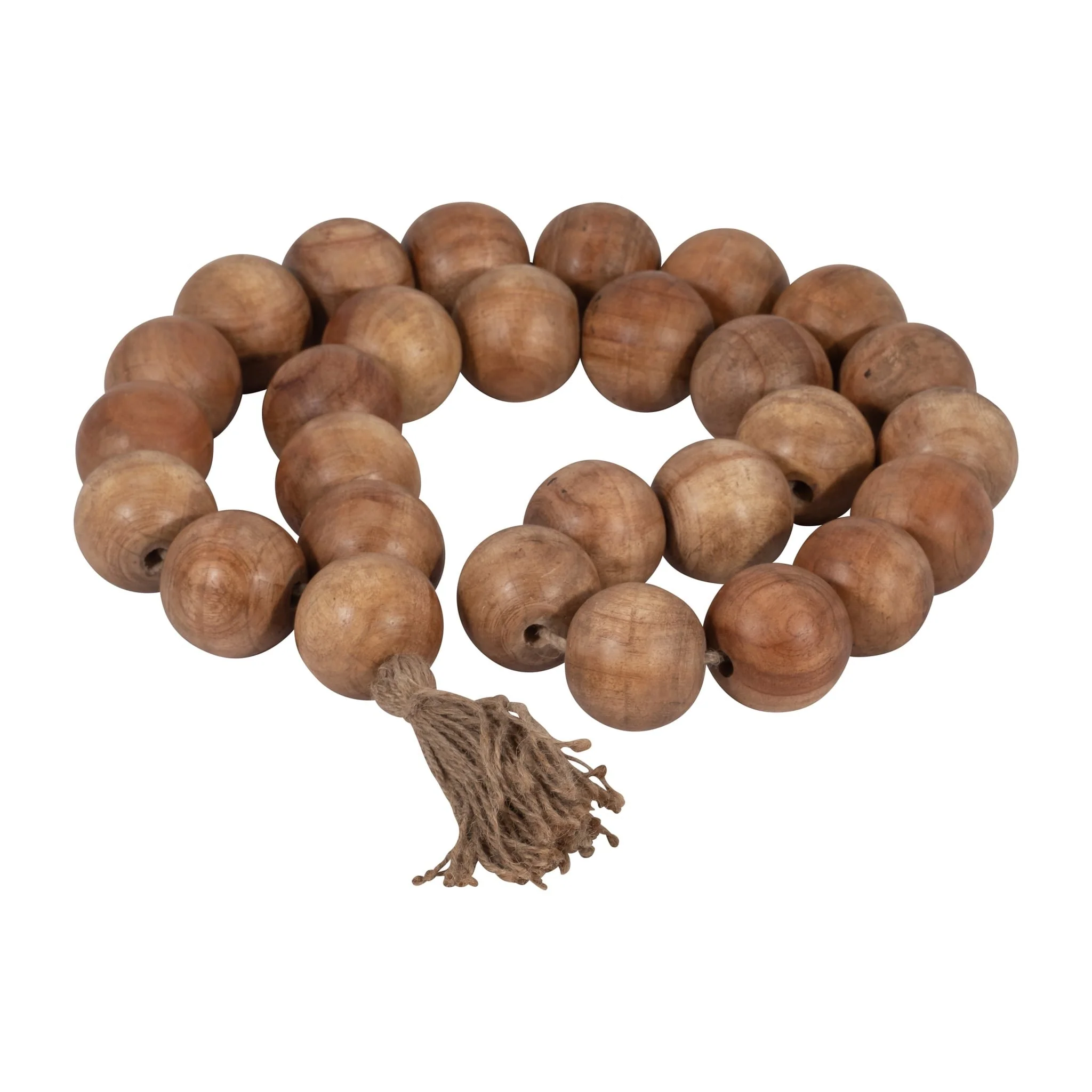 Wood,32"l, 2"dble Beaded Garland W/tassel,natural - Image 4