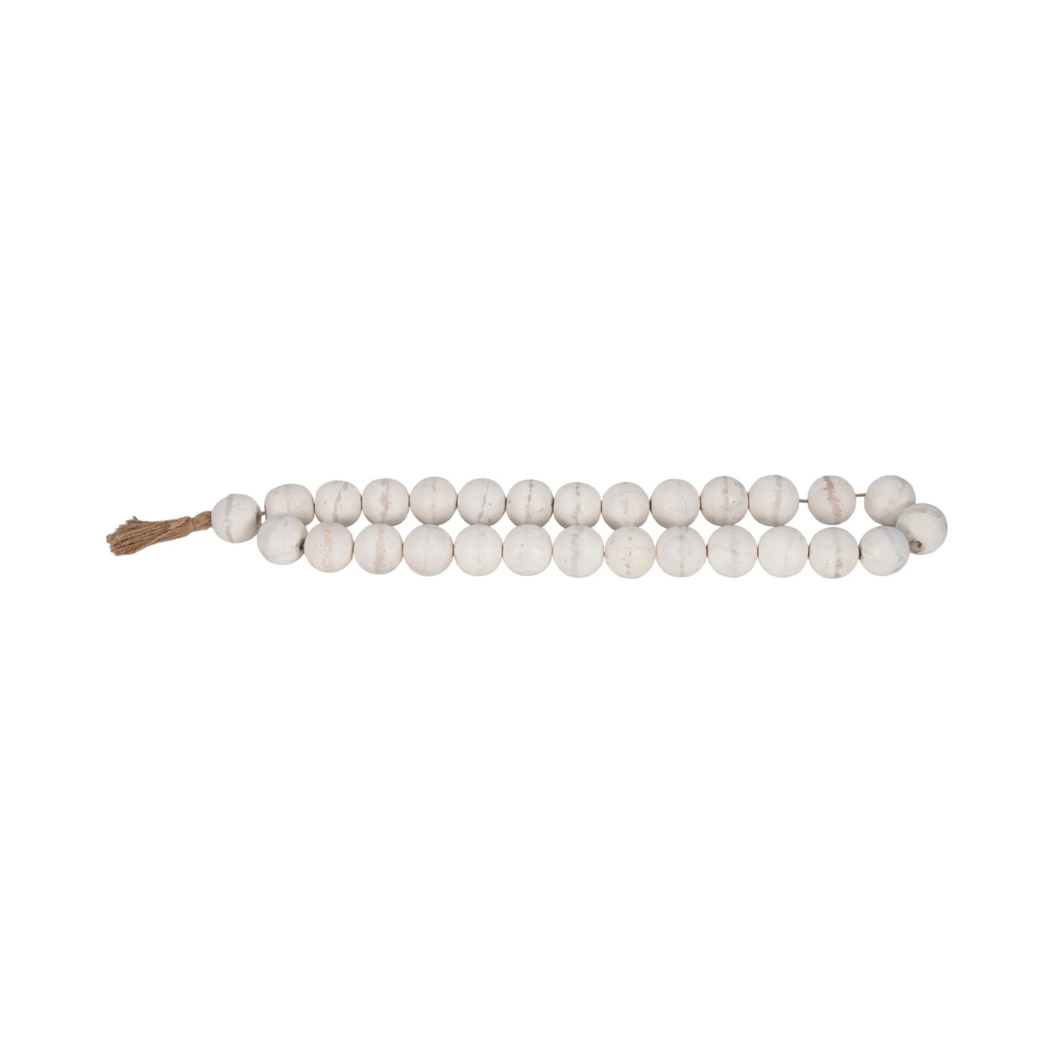 Wood, 32"l, 2"double Beaded Garland W/tassel,wht - Image 4