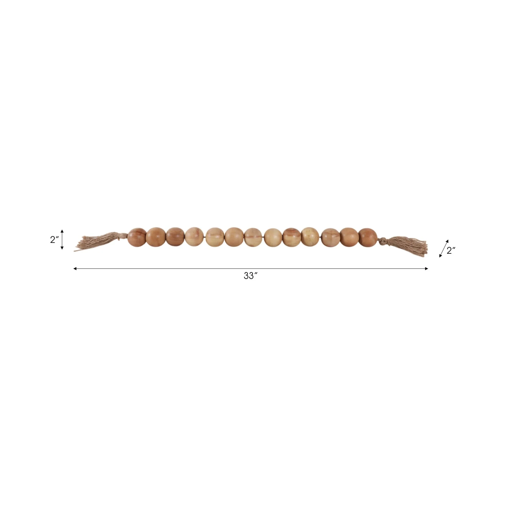 Wood, 32"l, 2"lrg Beaded Garland W/ Tassel,natural - Image 8