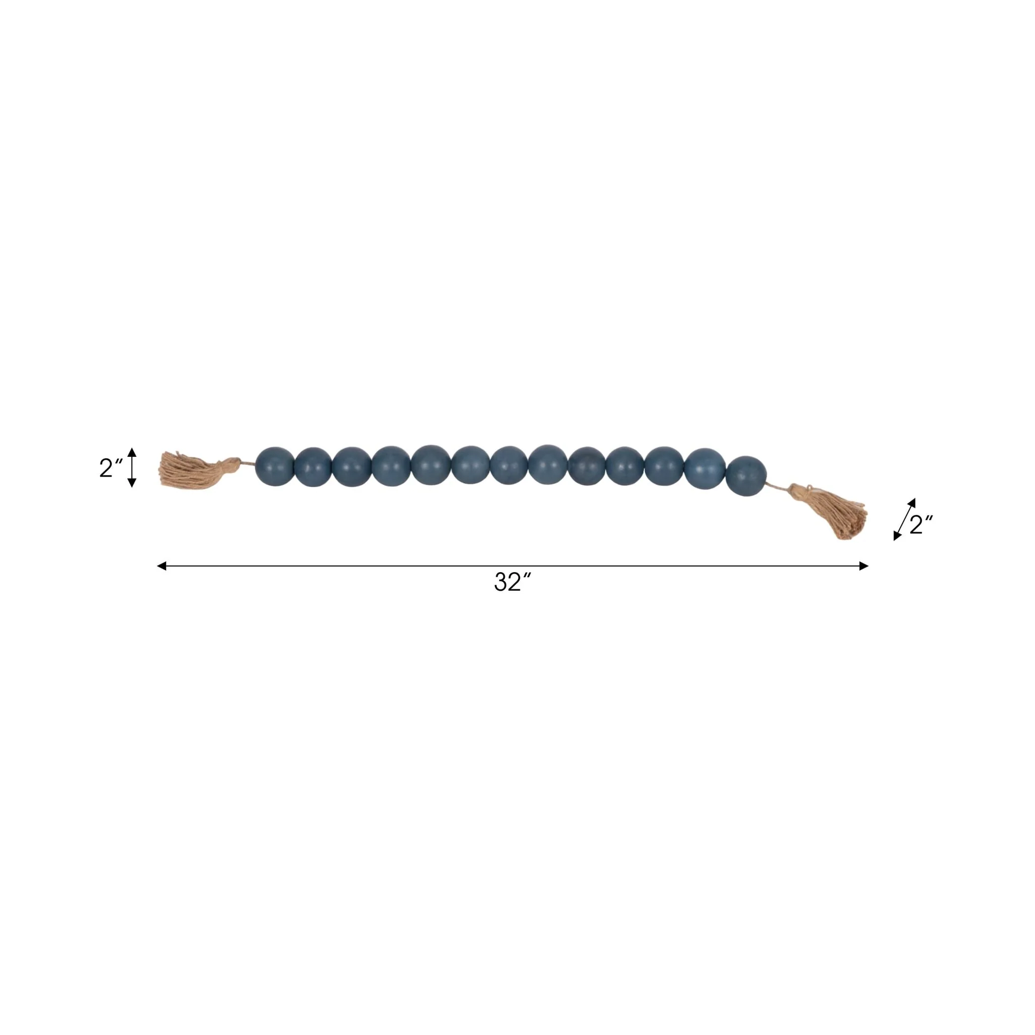 Wood, 32x2 Large Bead Garland W/ Tassel, Teal/blu - Image 7