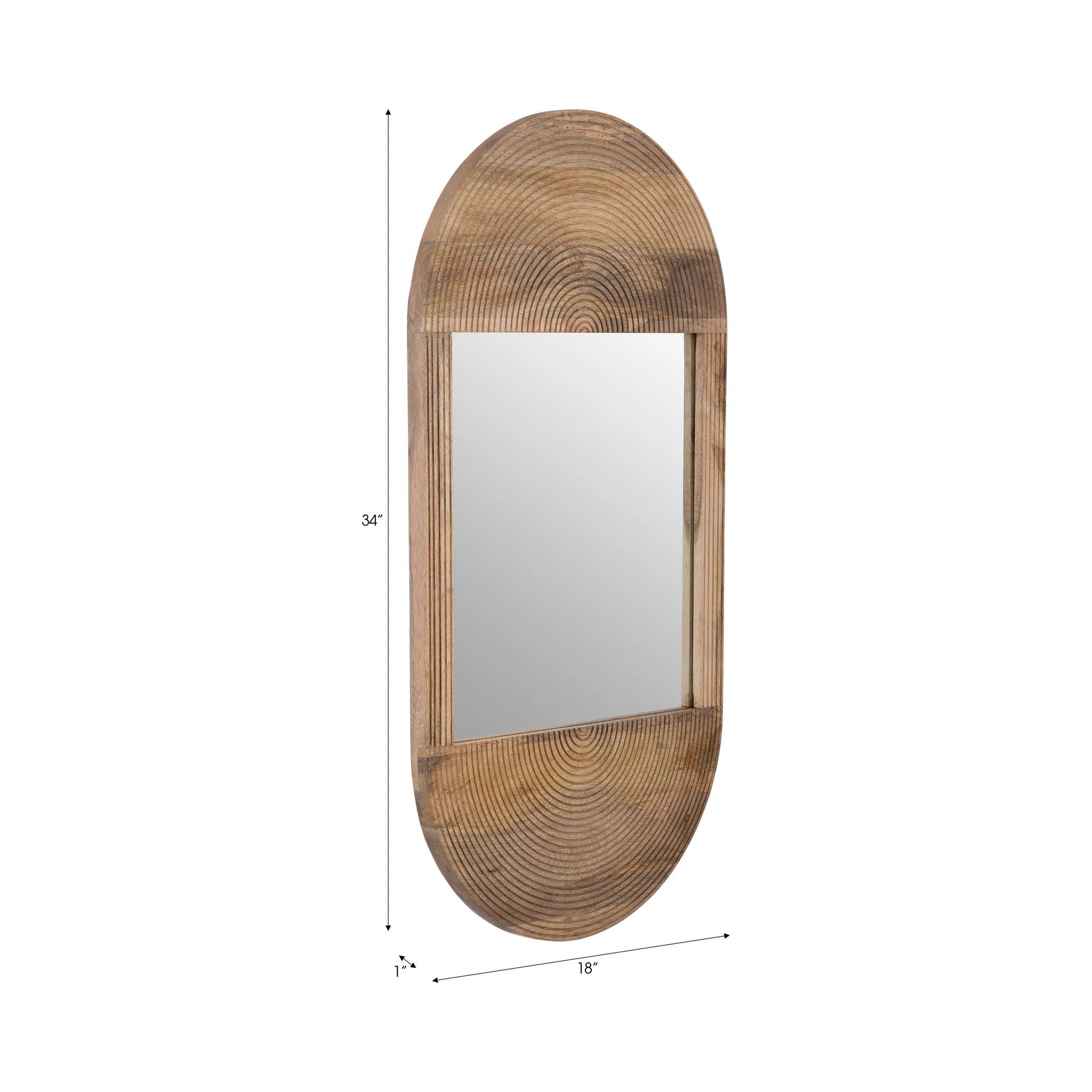 Wood, 34"lx18"w Oval Mirror, Brown - Image 6