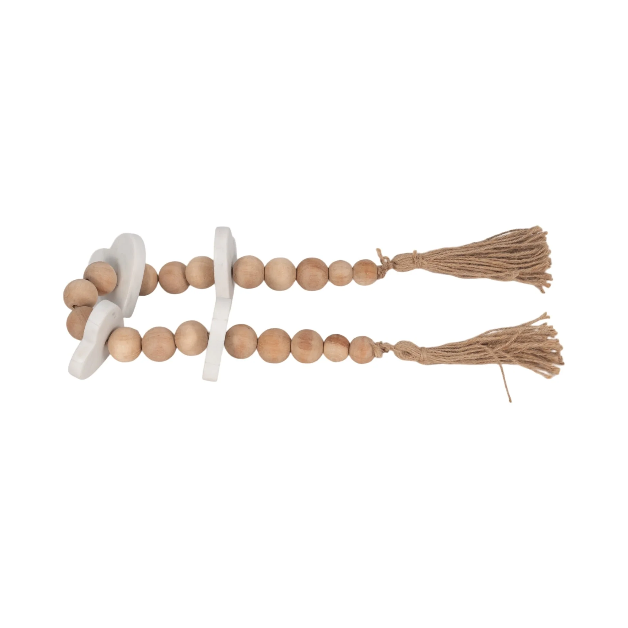 Wood, 36" Large Bead Garland W/ Marble Hearts, Mul - Image 2