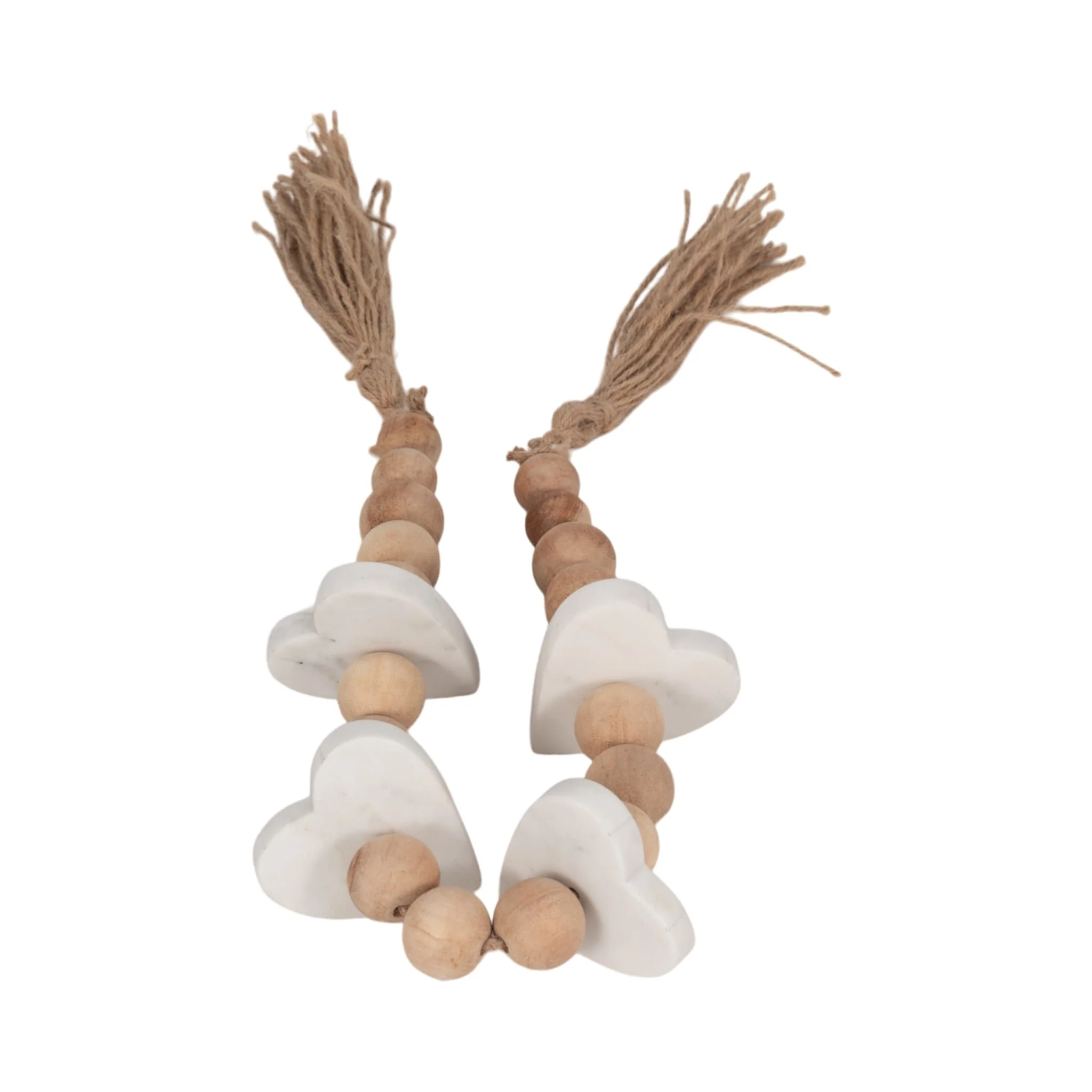 Wood, 36" Large Bead Garland W/ Marble Hearts, Mul - Image 3