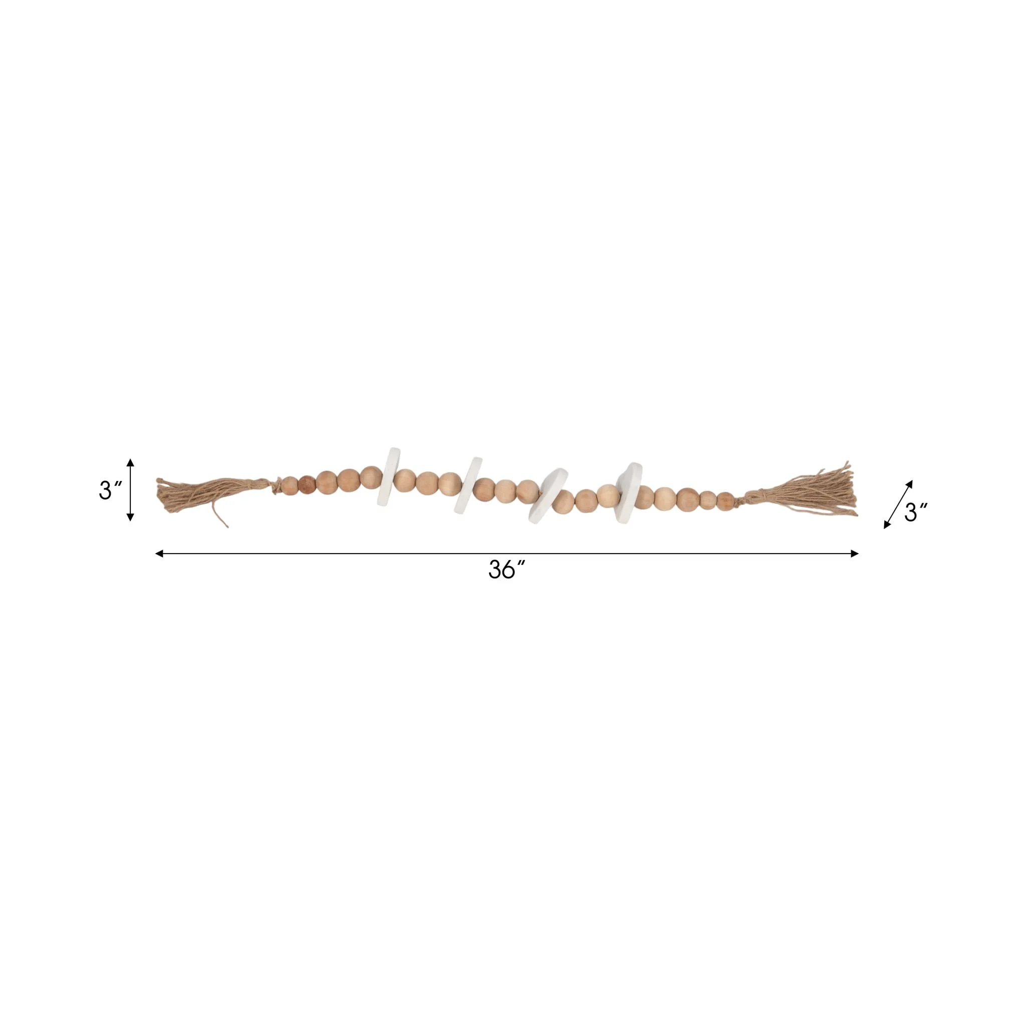 Wood, 36" Large Bead Garland W/ Marble Hearts, Mul - Image 7
