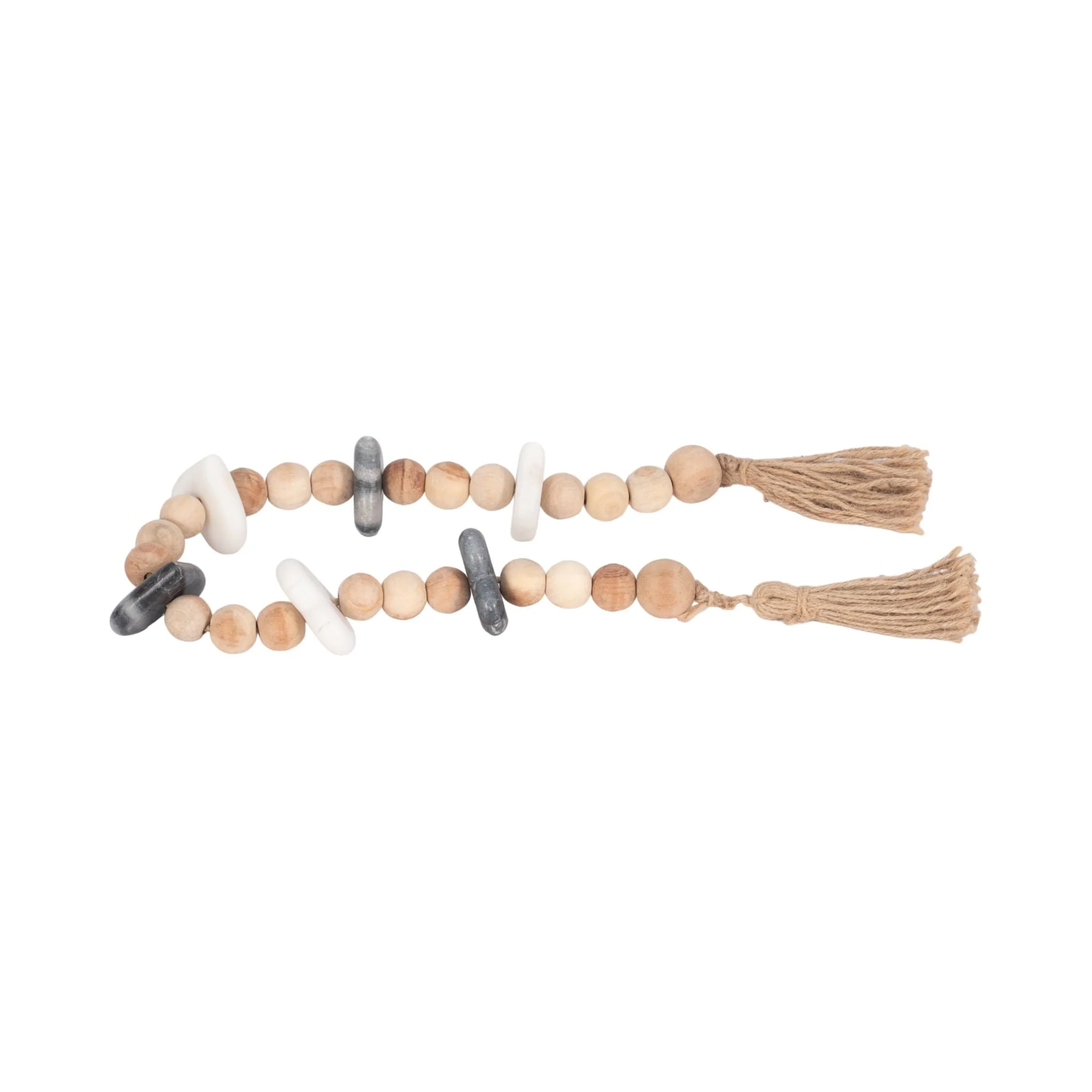 Wood, 36" Small Bead Garland W/ Marble Hearts, Mul - Image 2