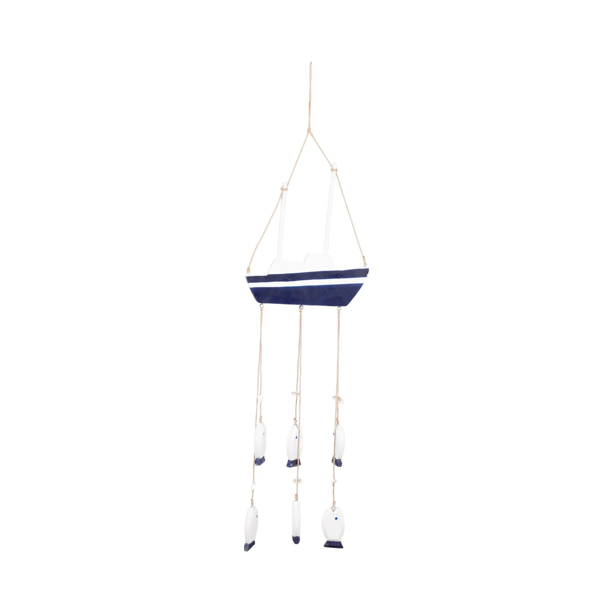Wood, 39" Sailboat W/ Hanging Fish, Multi - Image 4