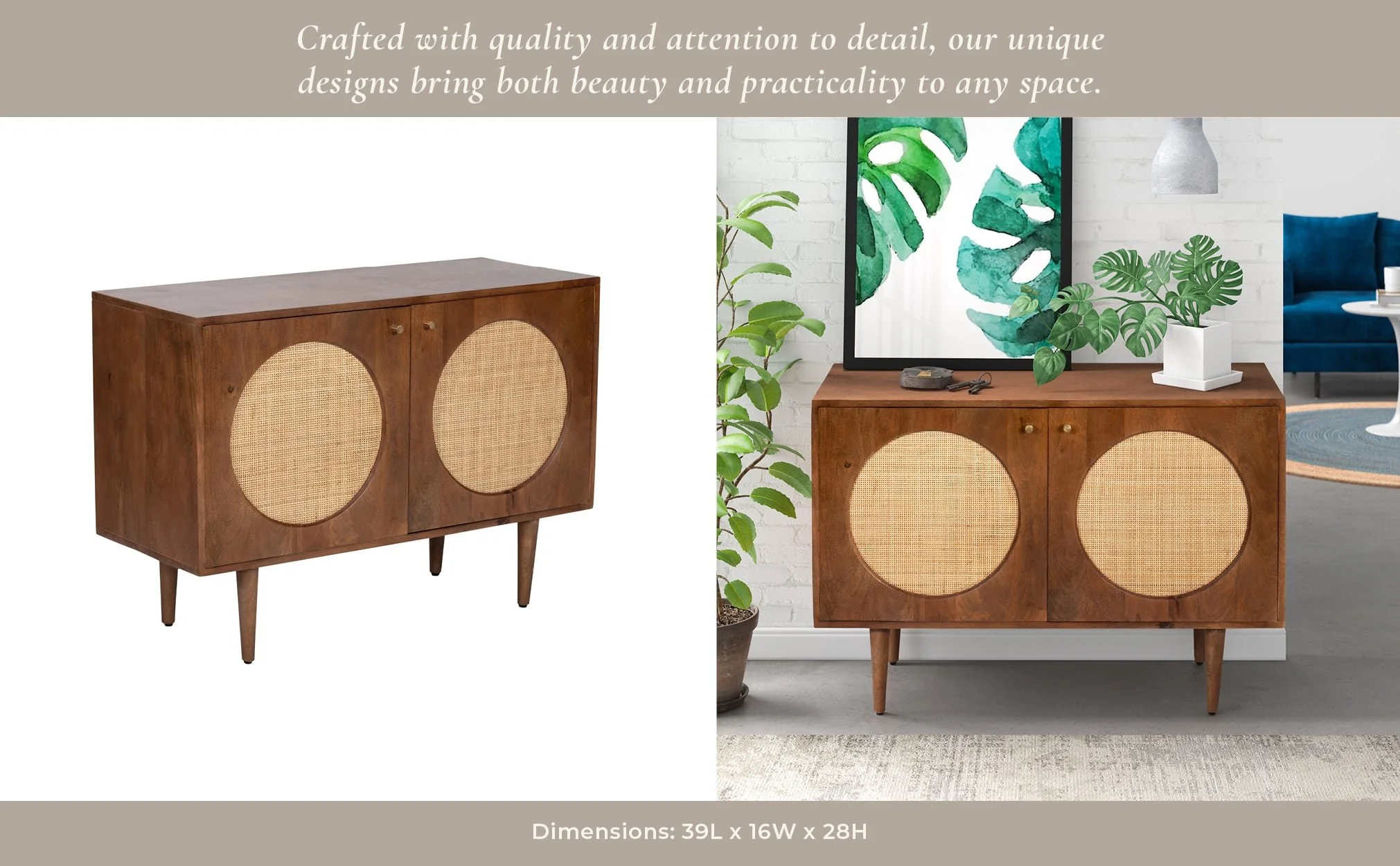 Wood, 39"l 2-door Sideboard, Brown Kd - Image 11