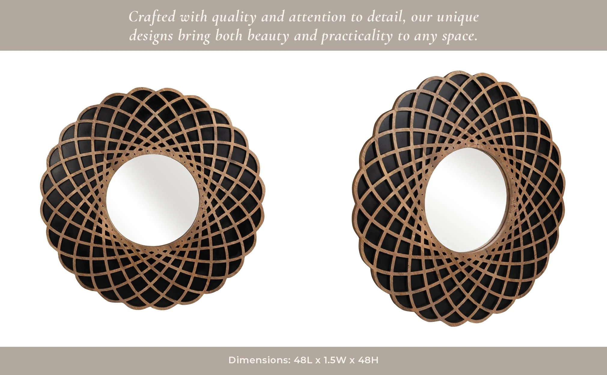 Wood, 48" Kaleidoscope Mirror, Black - Image 13