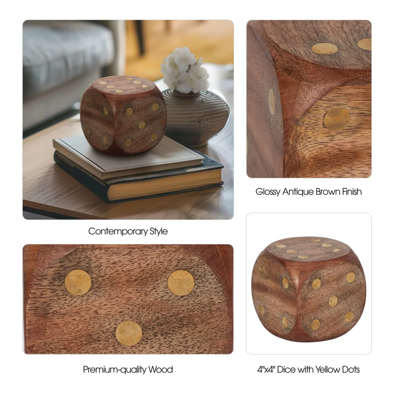 Wood, 4x4 Dice, Antique Brown - Image 7