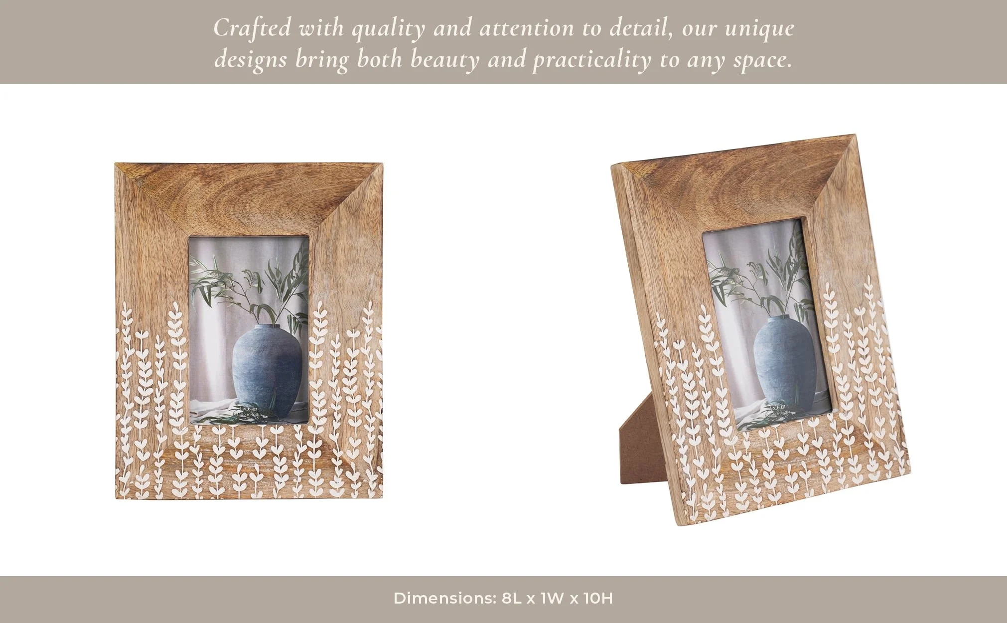Wood, 4x6 Vines Photo Frame, Natural/white - Image 12