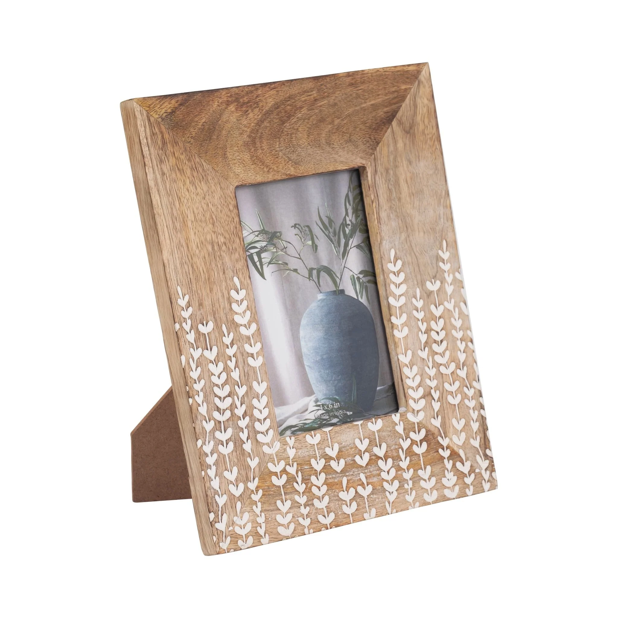 Wood, 4x6 Vines Photo Frame, Natural/white - Image 2