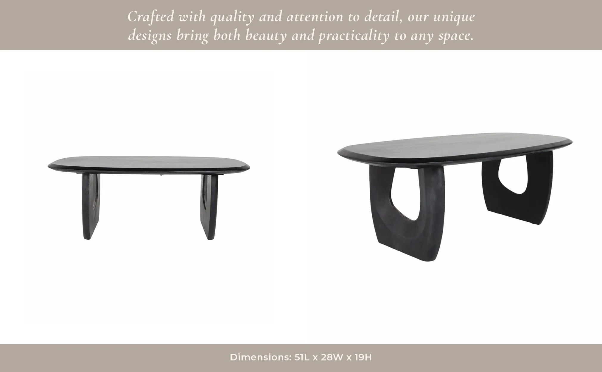 Wood, 51" Modern Mid-century Coffee Table, Blk, Kd - Image 9