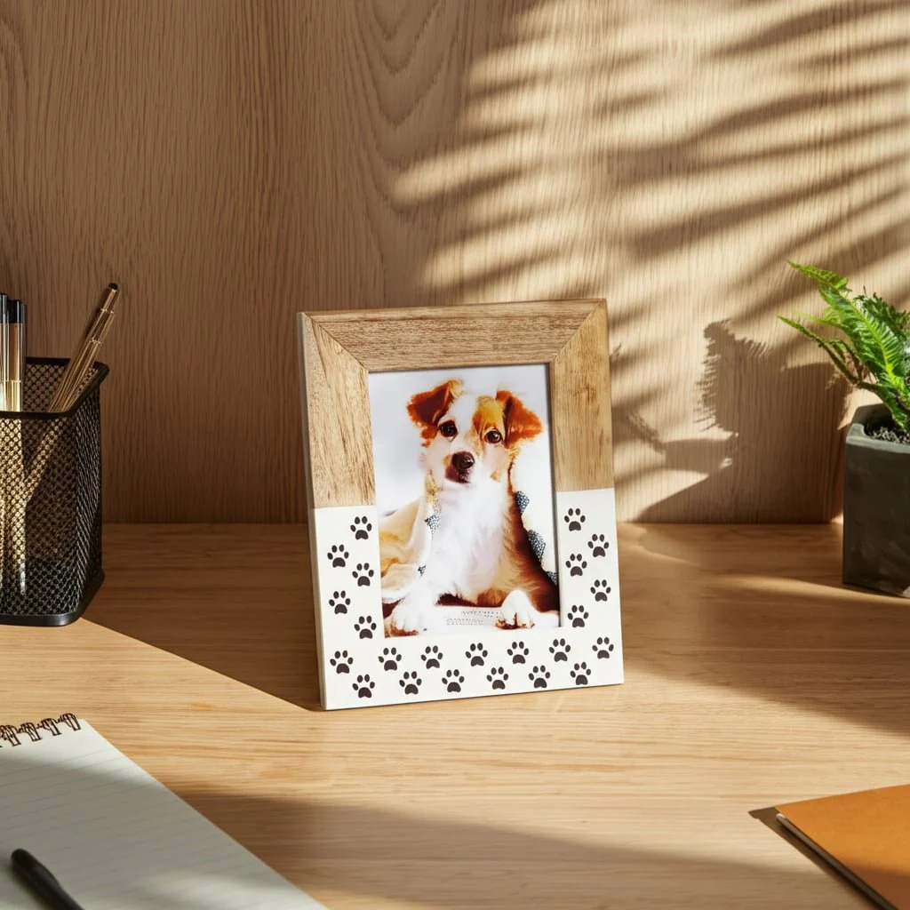 Wood,5x7, Dog-paws Photo Frame,white - Image 8